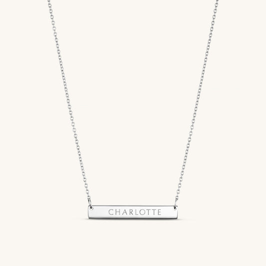 Léon Varel 3cm silver personalized bar necklace