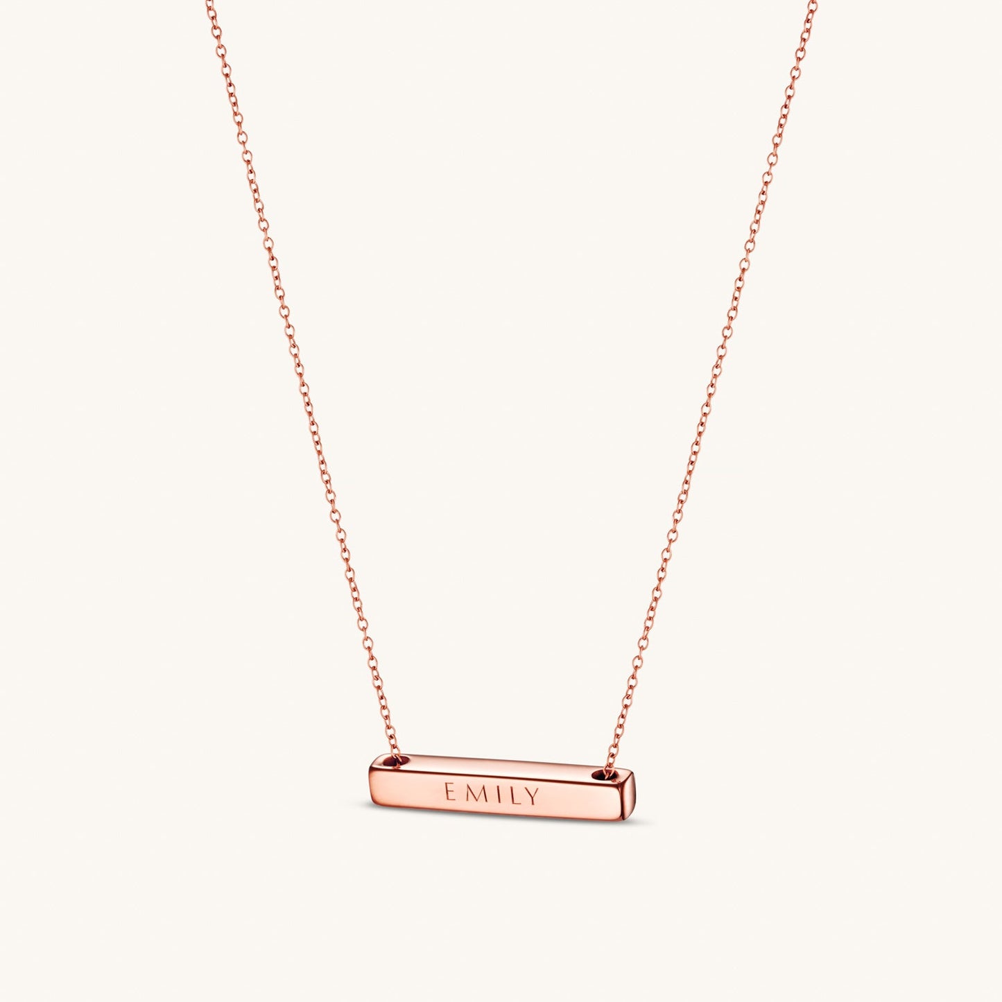 Léon Varel 3cm rose gold personalized bar necklace