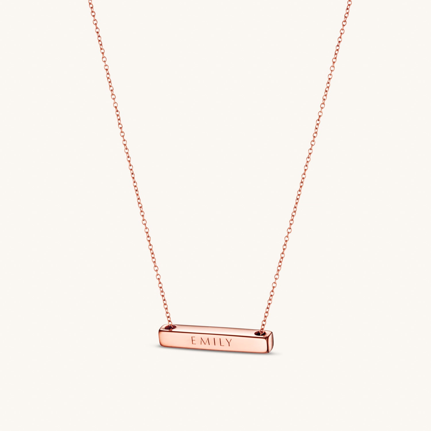 Léon Varel 3cm rose gold personalized bar necklace