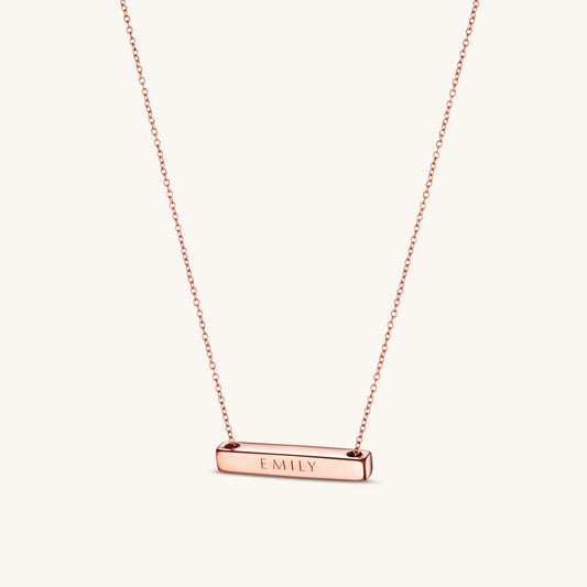 Léon Varel 3cm rose gold personalized bar necklace