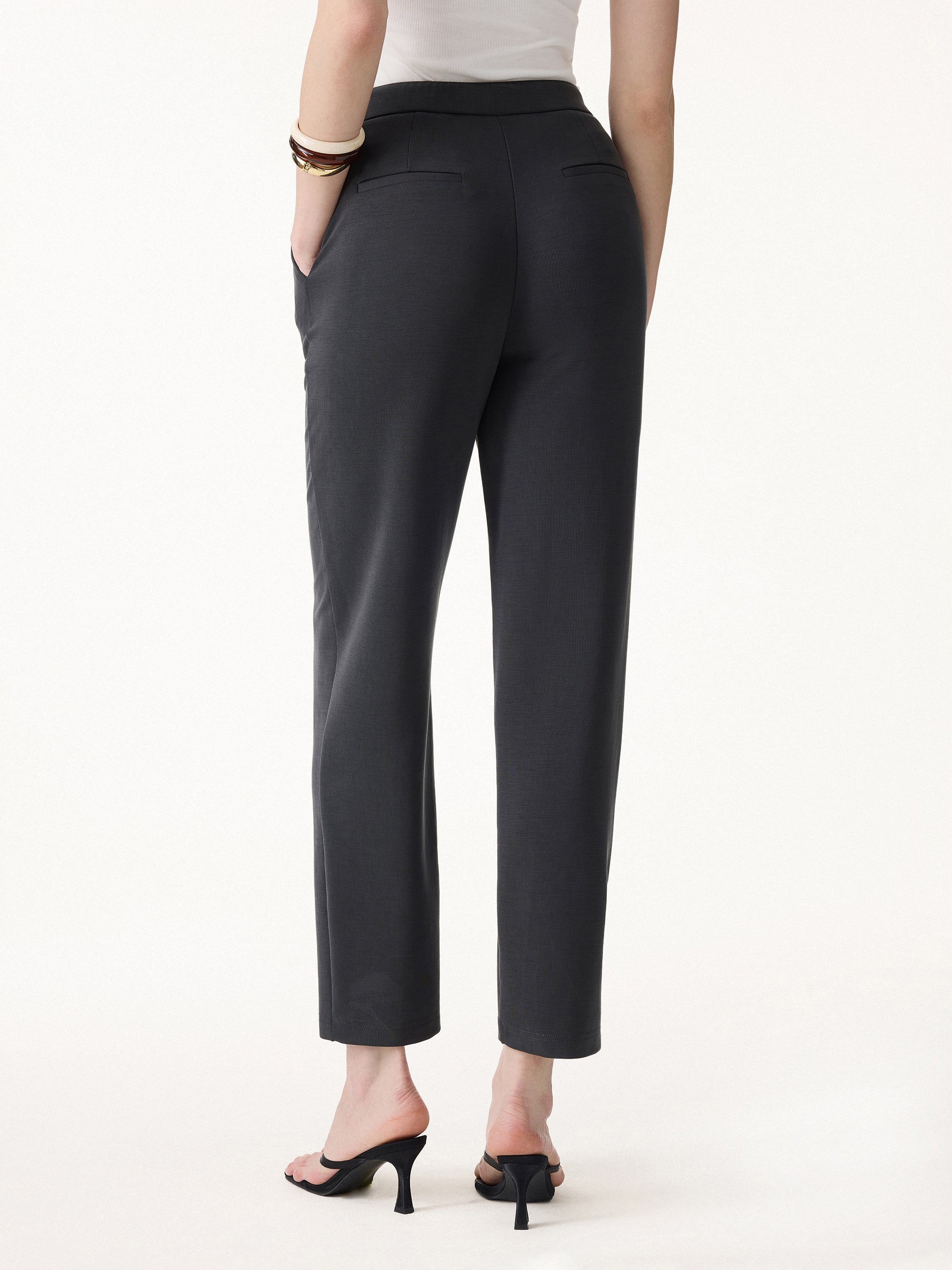 Sandwashed Mid Rise Cropped Tapered Travel Pant with Pockets