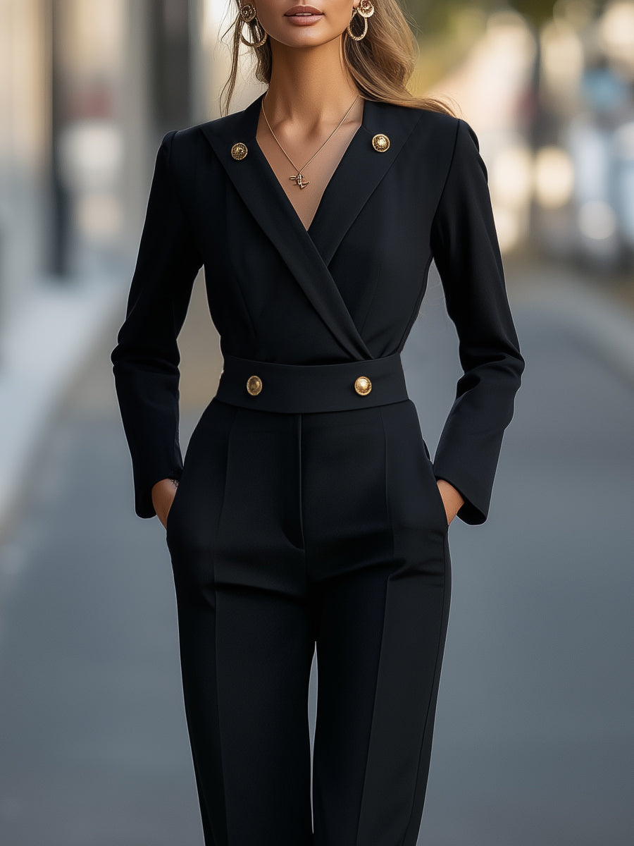 Léon Varel Tailored Jumpsuit With Gold Button Accents
