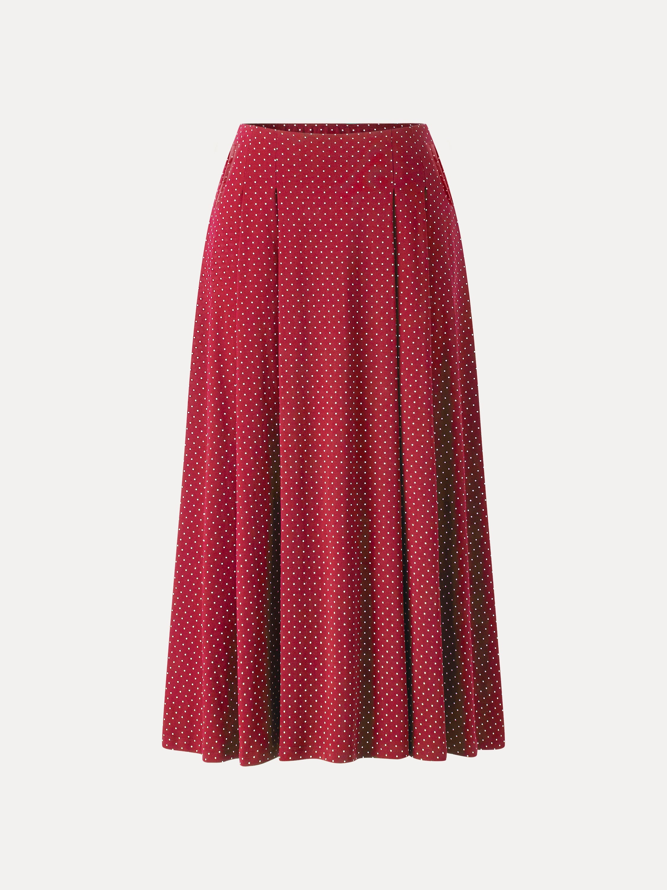 Polka Dots Flared Midi Skirt with Pockets
