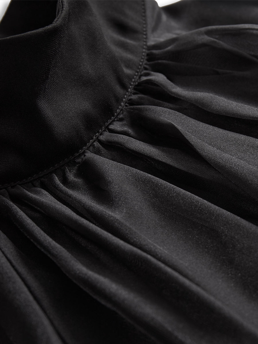 Léon Varel Elegant Black Chiffon High Neck Blouse