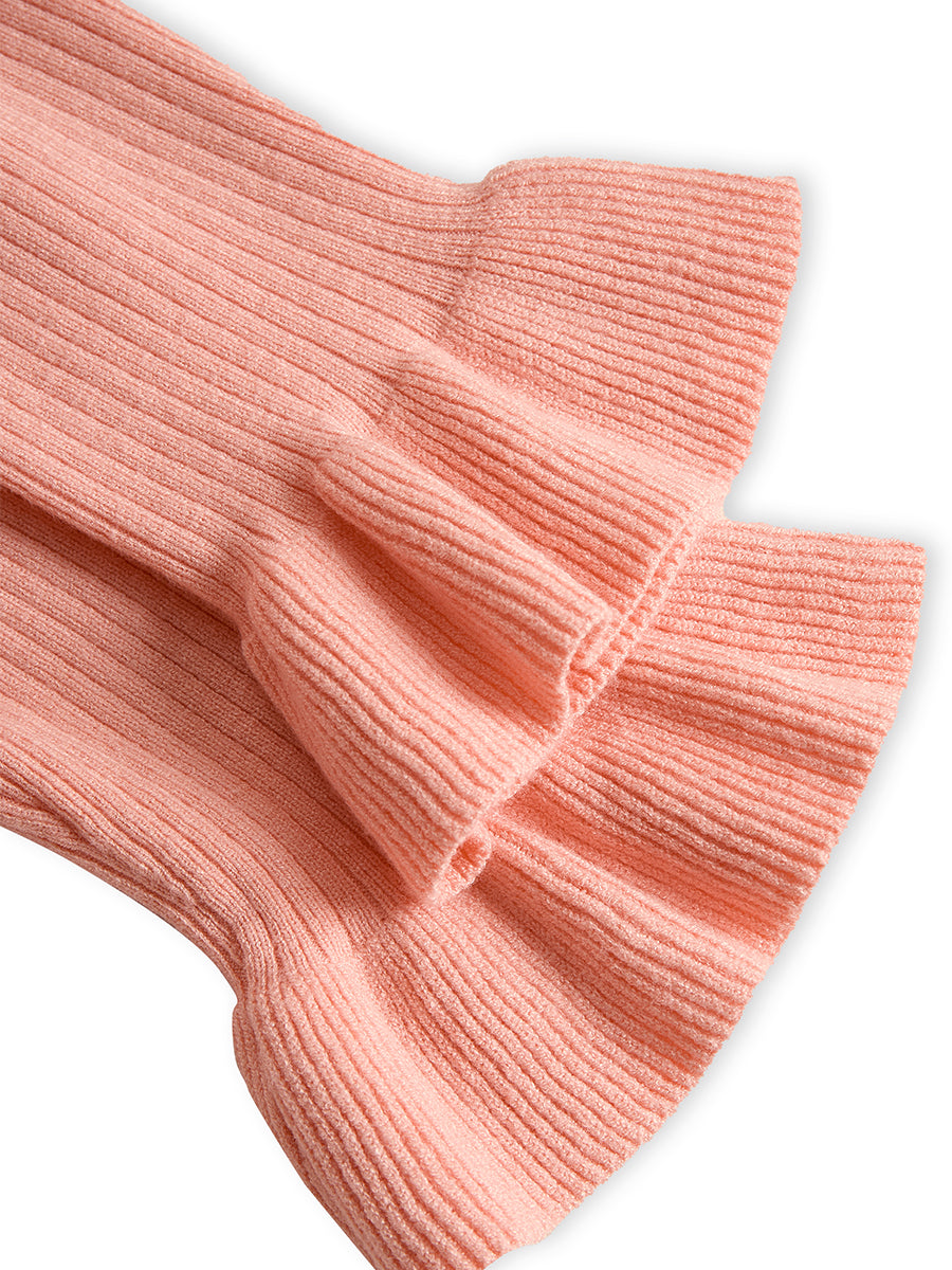 Léon Varel Sweetheart Ruffle Hem Ribbed Knit Mini Dress