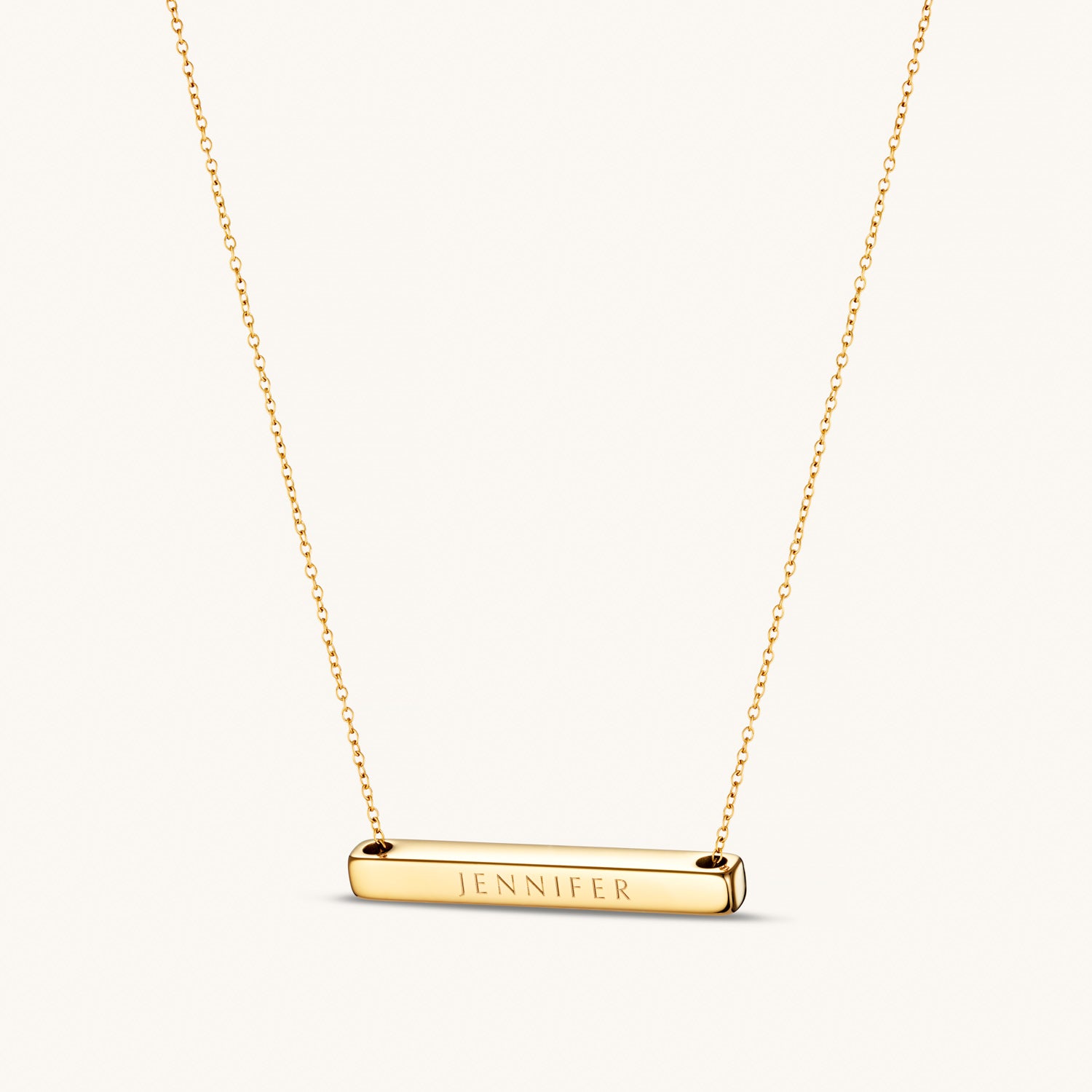 Léon Varel 4cm personalized gold bar necklace