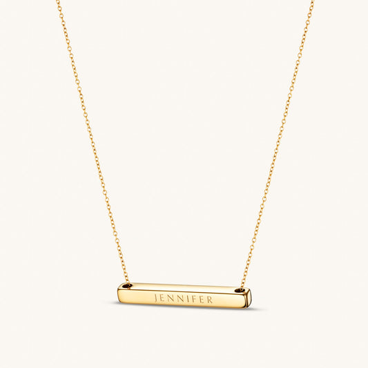 Léon Varel 4cm personalized gold bar necklace