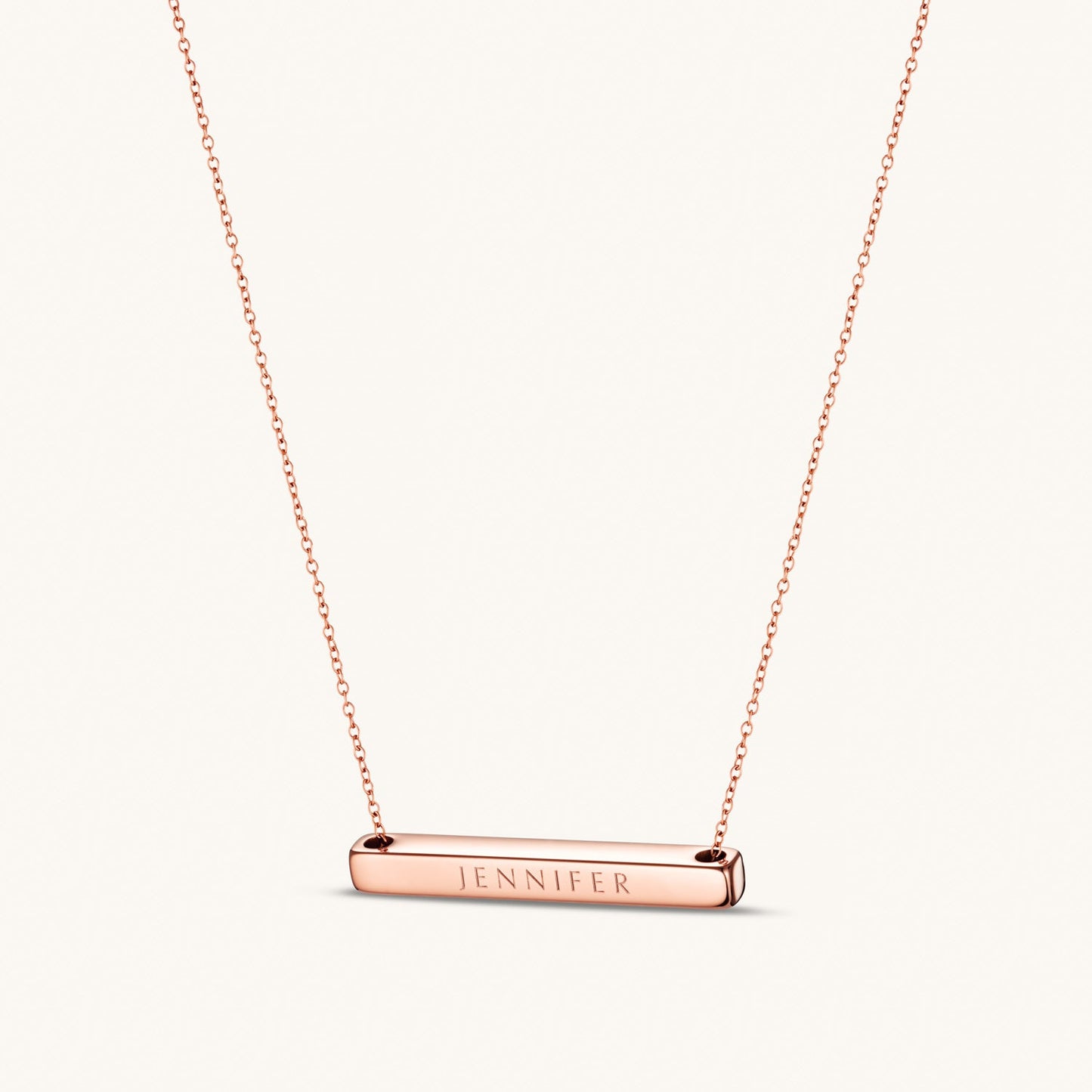 Léon Varel 4cm rose gold personalized bar necklace