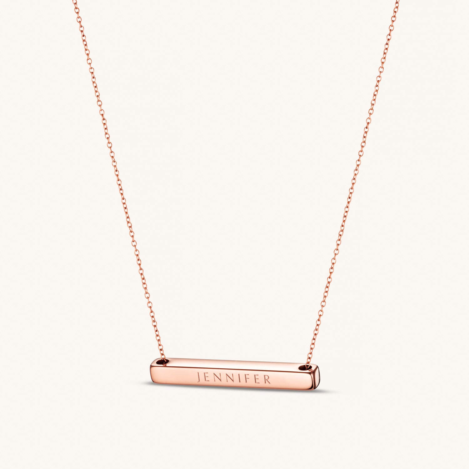 Léon Varel 4cm rose gold personalized bar necklace
