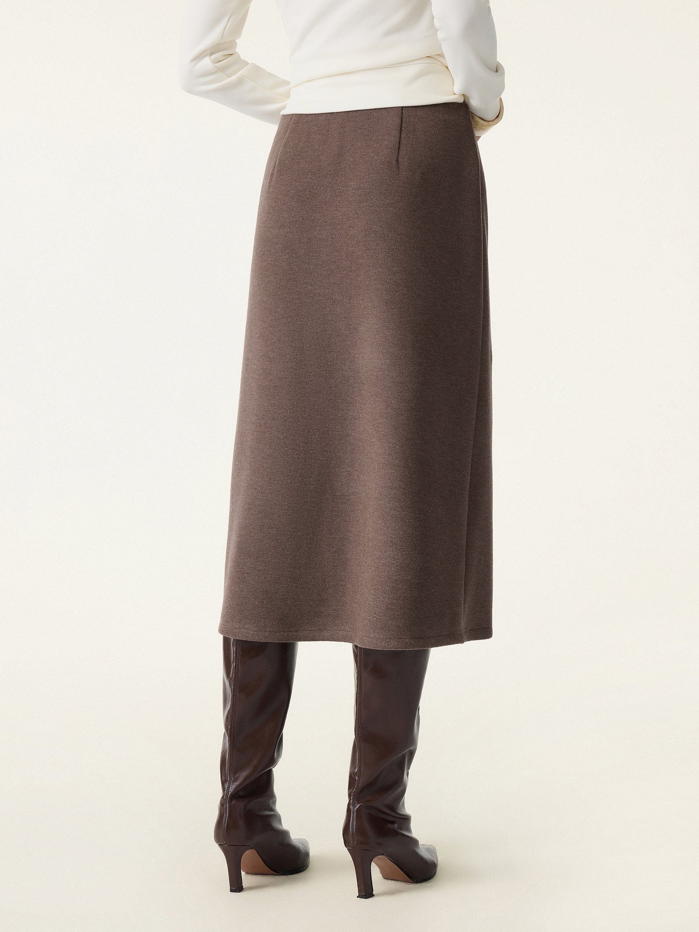 Slimming A-line Pull-on Midi Skirt