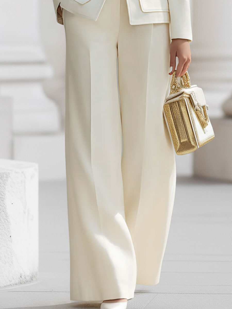 Léon Varel Elegant Cream Military-Inspired Tailored Suit Set With Gold Accents