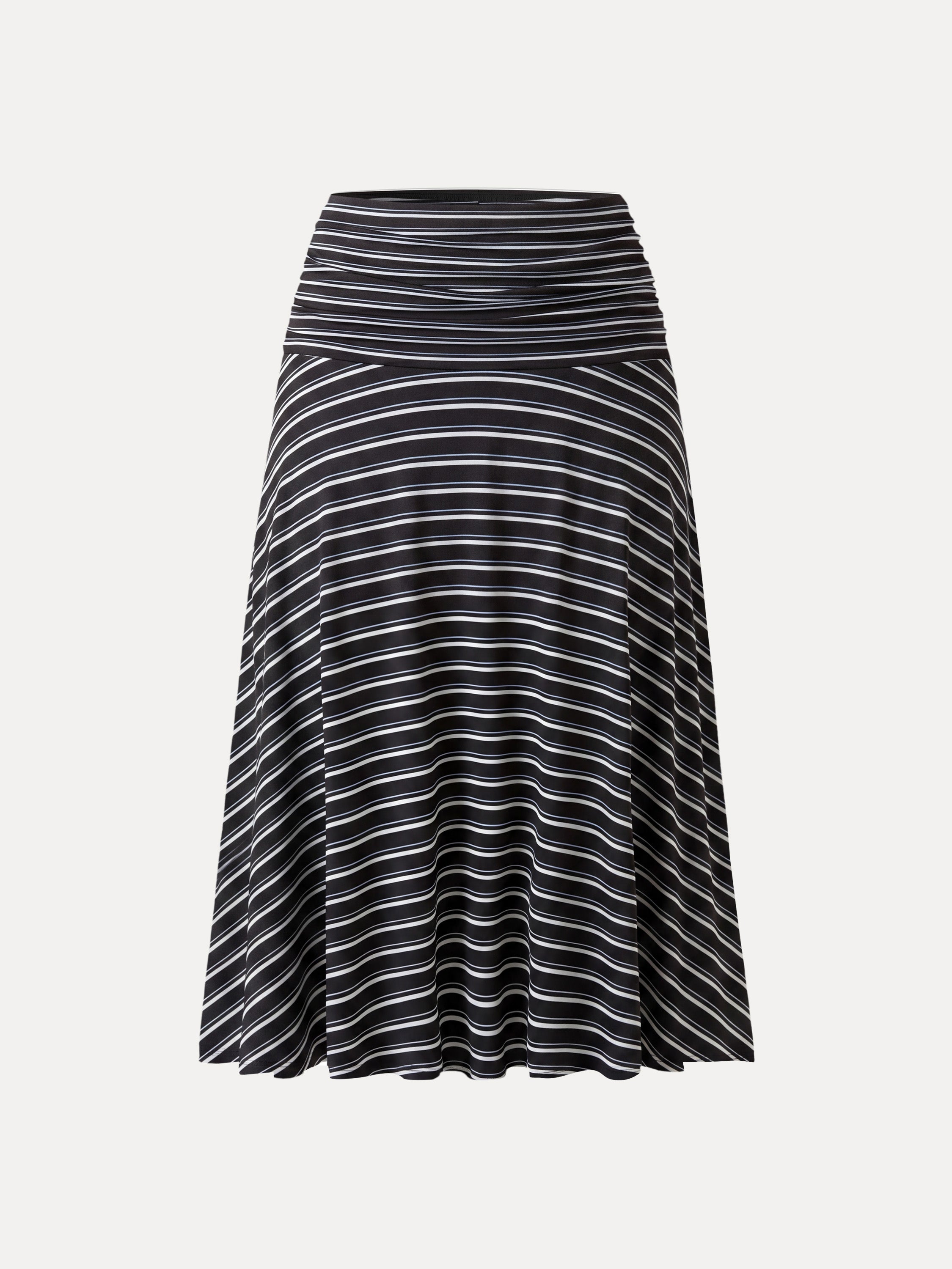 Flowy Striped Circle Flare Ruched Midi Skirt