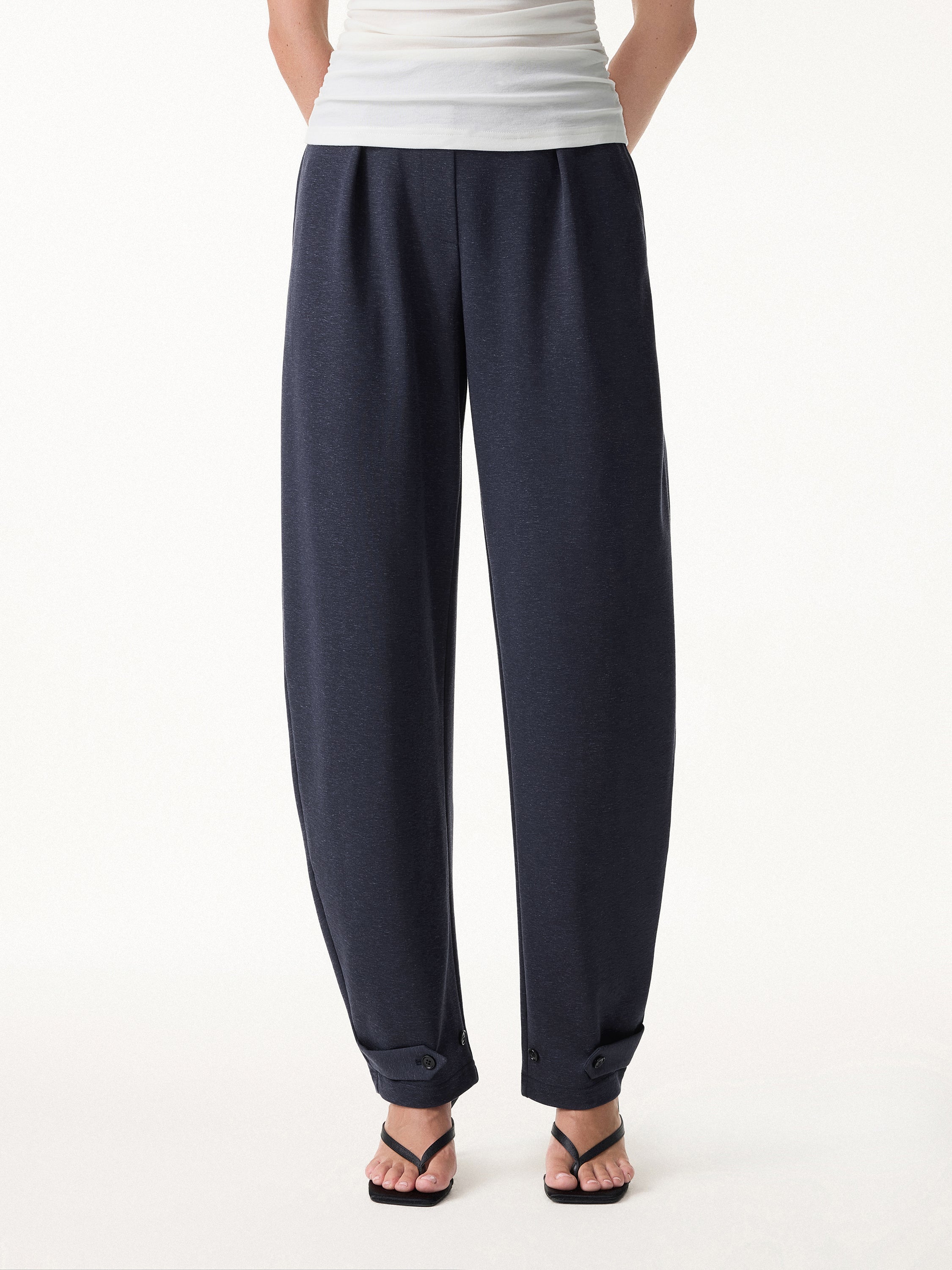 Linen-Like Breathable Barrel Leg Pant