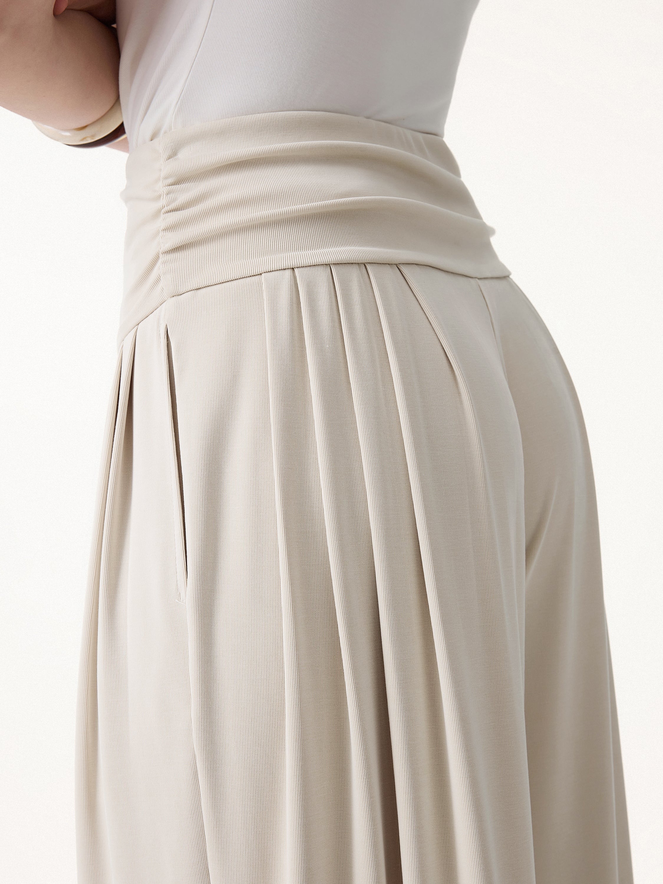 Sandwashed Super Flowy Tucked Palazzo Pant with Pockets