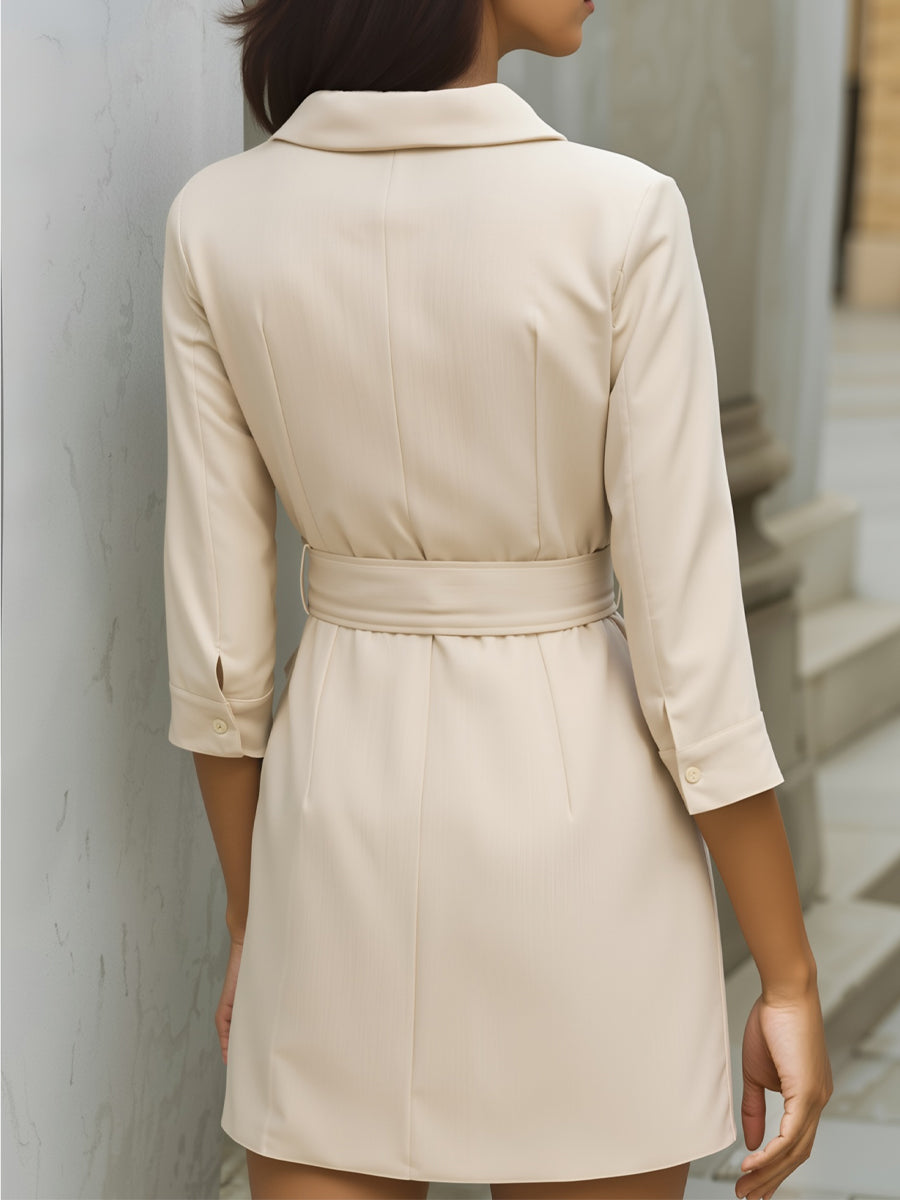 Léon Varel Tailored Blazer-Inspired Mini Dress With Belted Waist