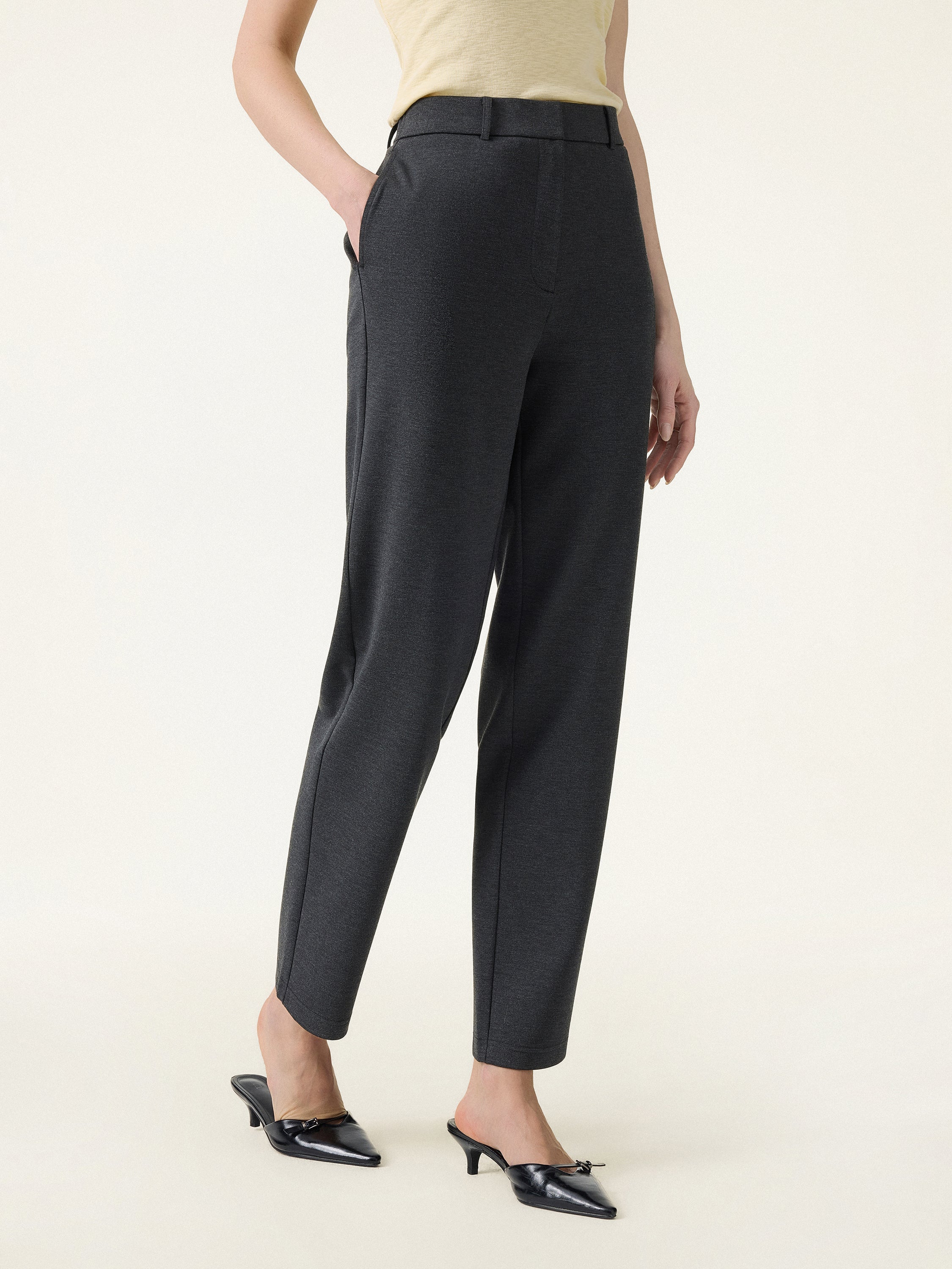 4-Way Stretch High Rise Tapered Leg Pant with Pockets