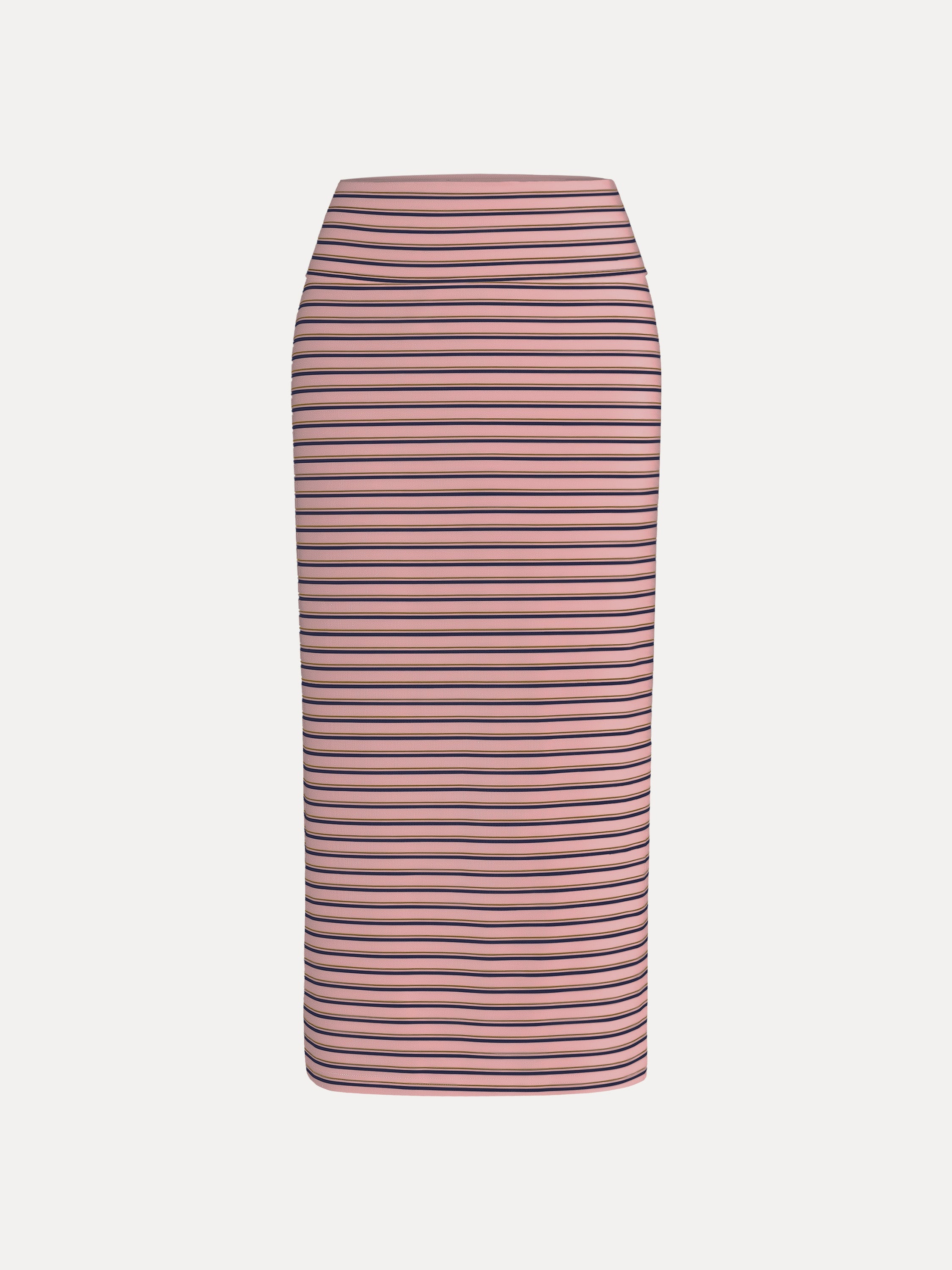 Low Rise Folded Waist Striped Midi Skirt