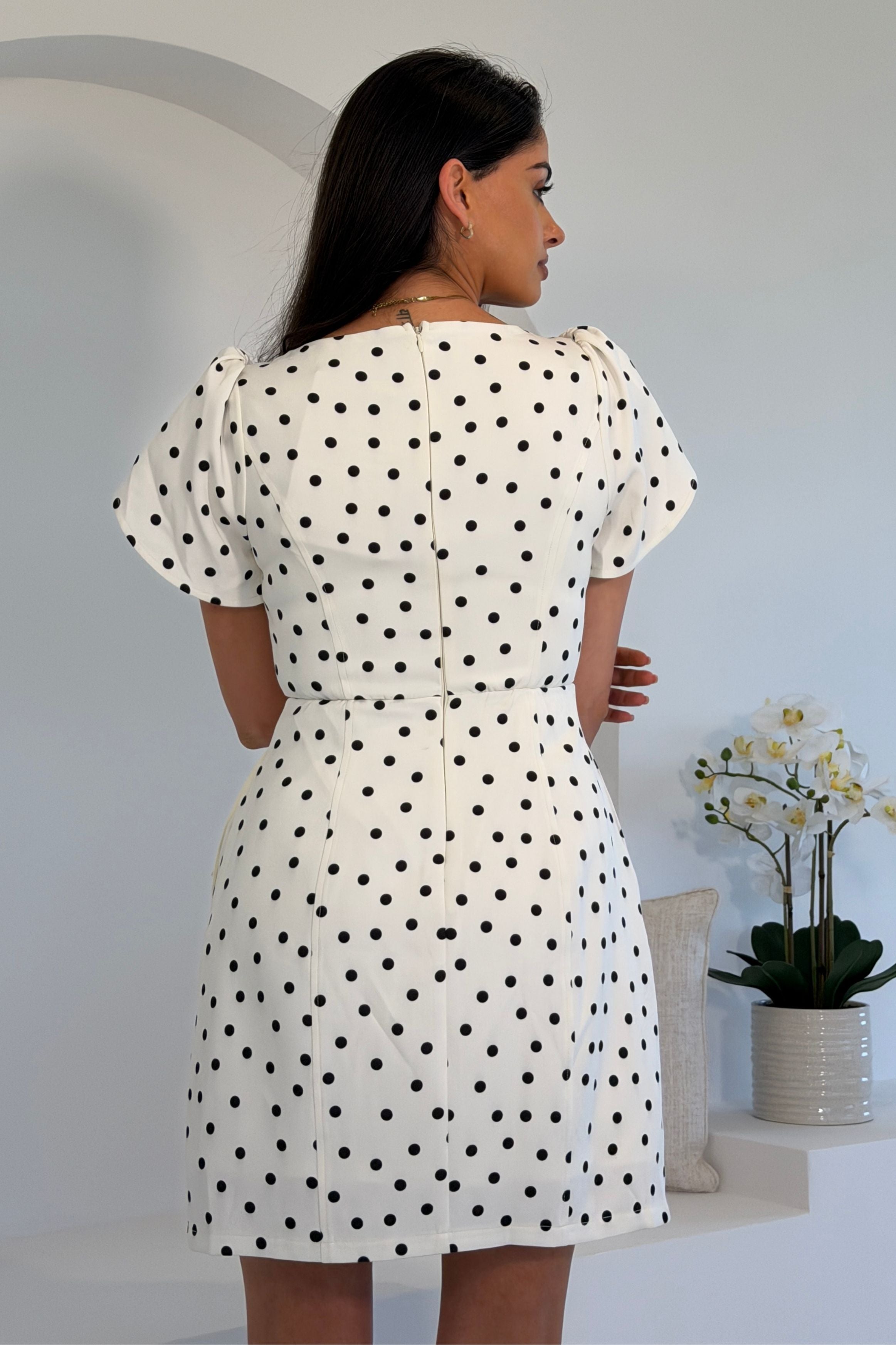 Reeve Square Neck Mini Dress Polka Dot