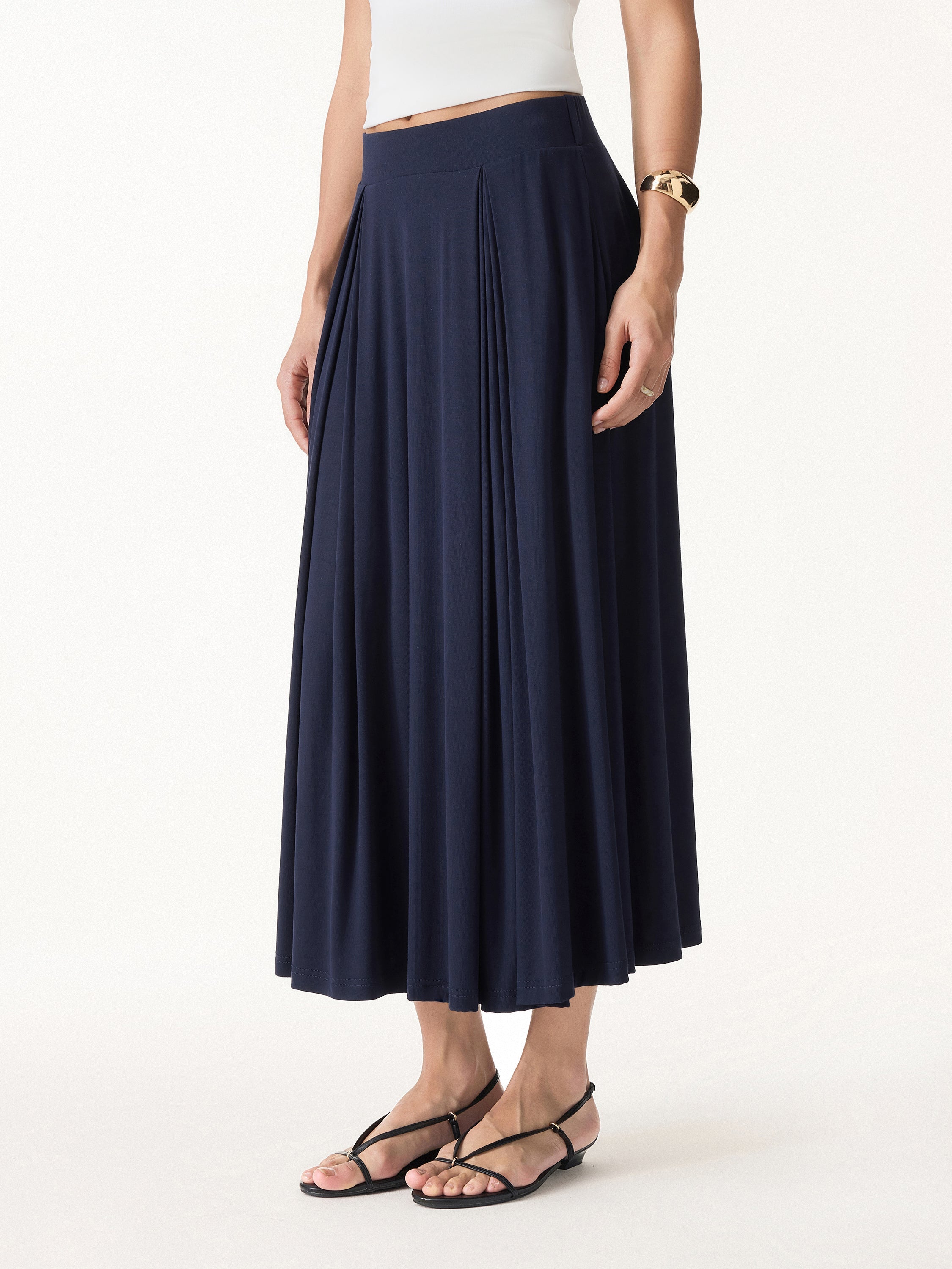 Breezy Drapey Midi Skirt