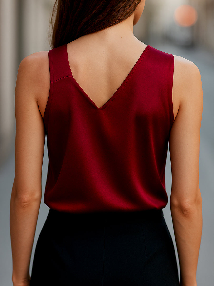 Léon Varel Sleek Asymmetrical Neck Satin Blouse