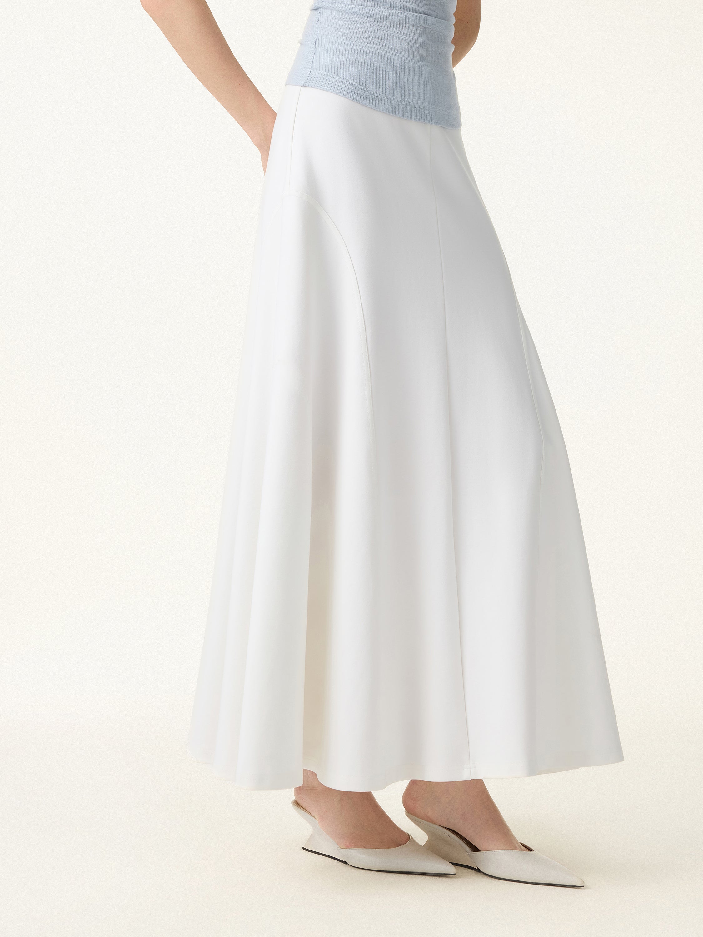Wrinkle-Resistant A-Line Flared Maxi Skirt