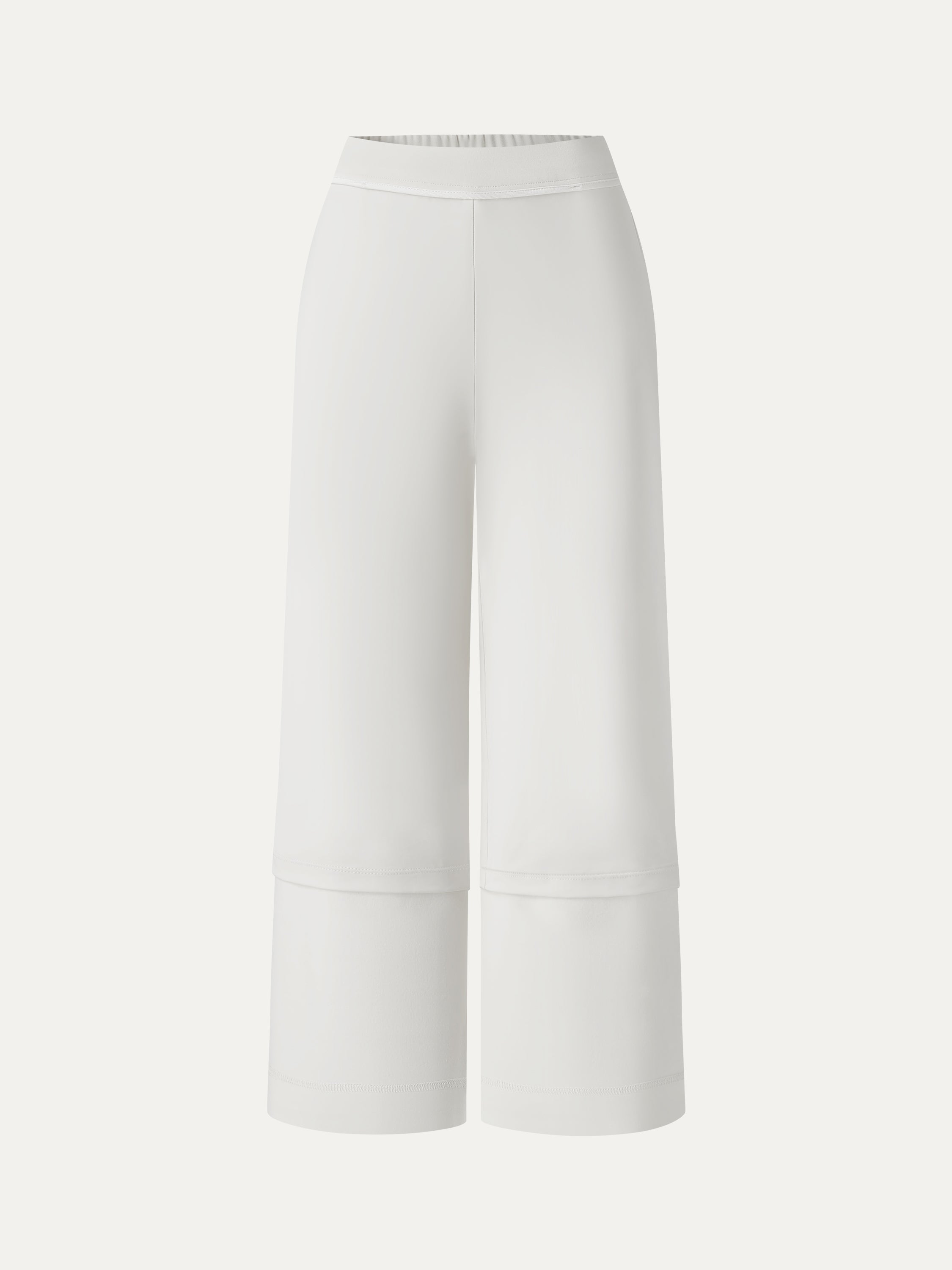 Not-See-Thru Mid Rise Cropped Wide Leg Pants with Pockets