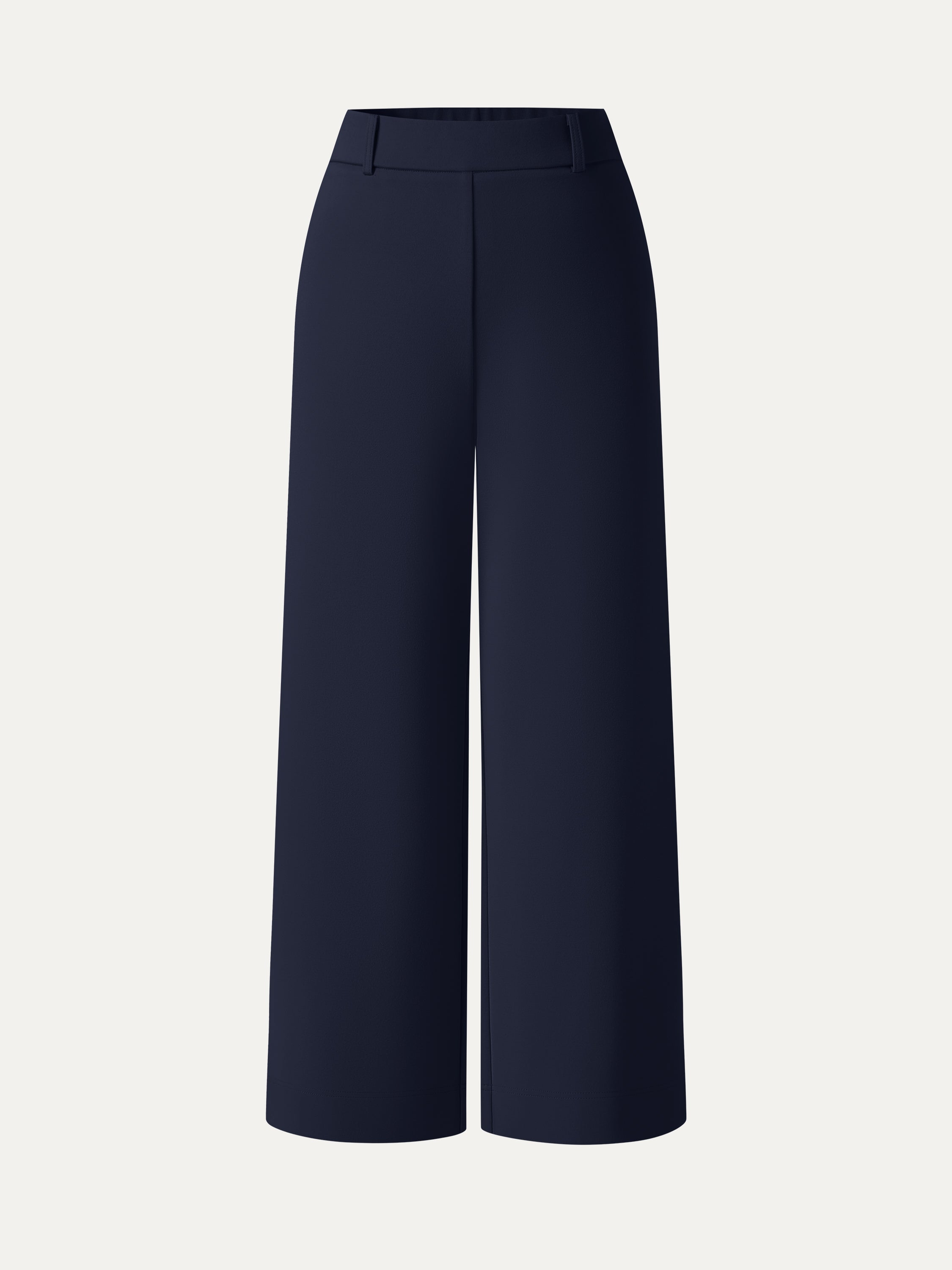 Not-See-Thru Mid Rise Cropped Wide Leg Pants with Pockets