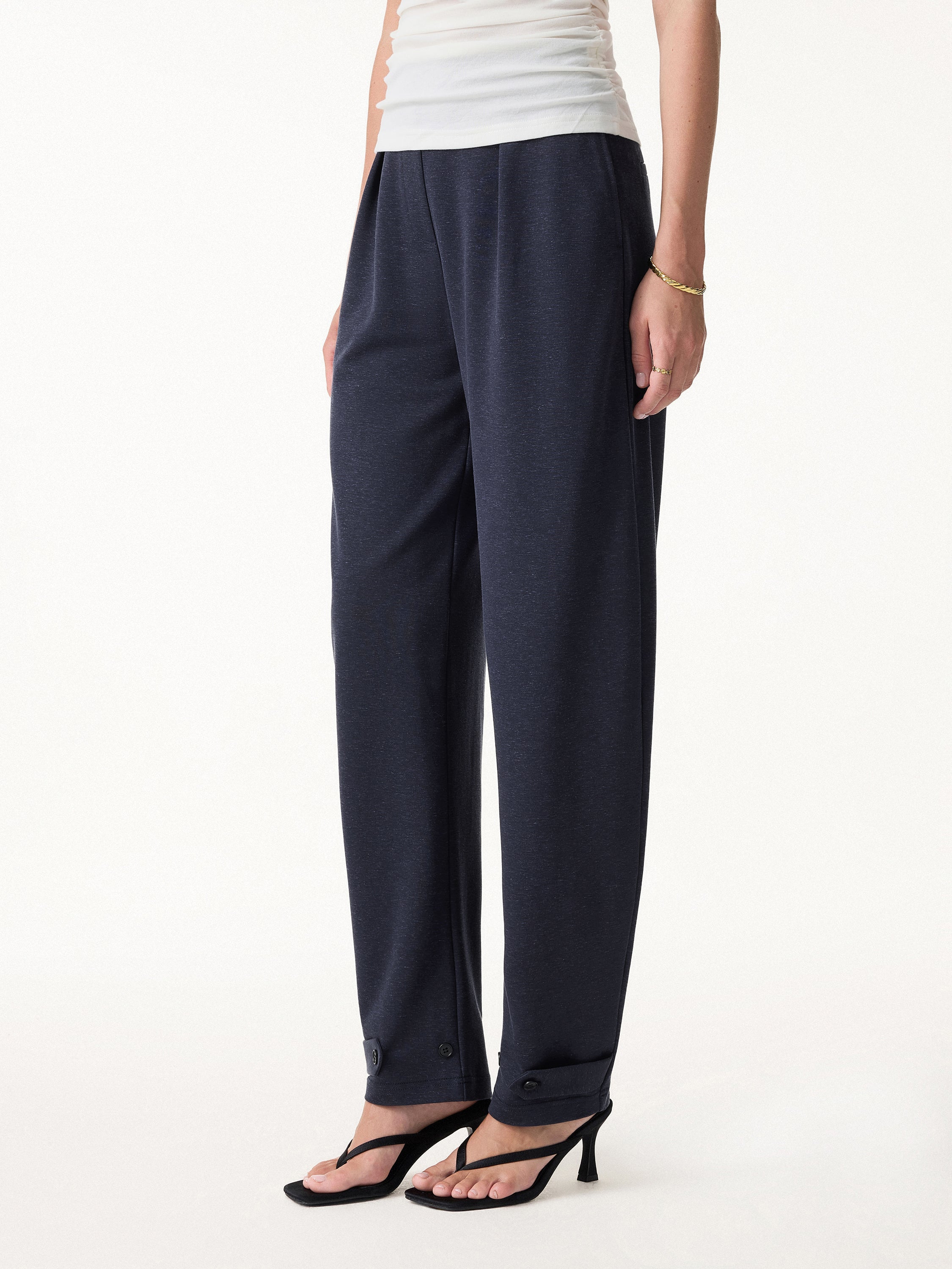 Linen-Like Breathable Barrel Leg Pant