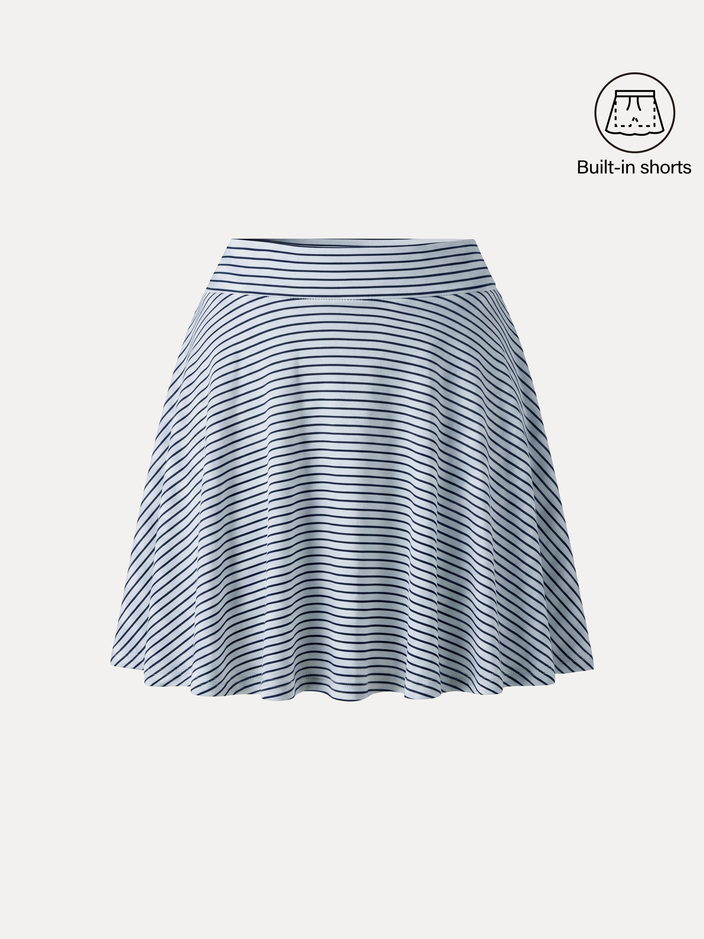 Striped Circle Flare Pull-On Skort