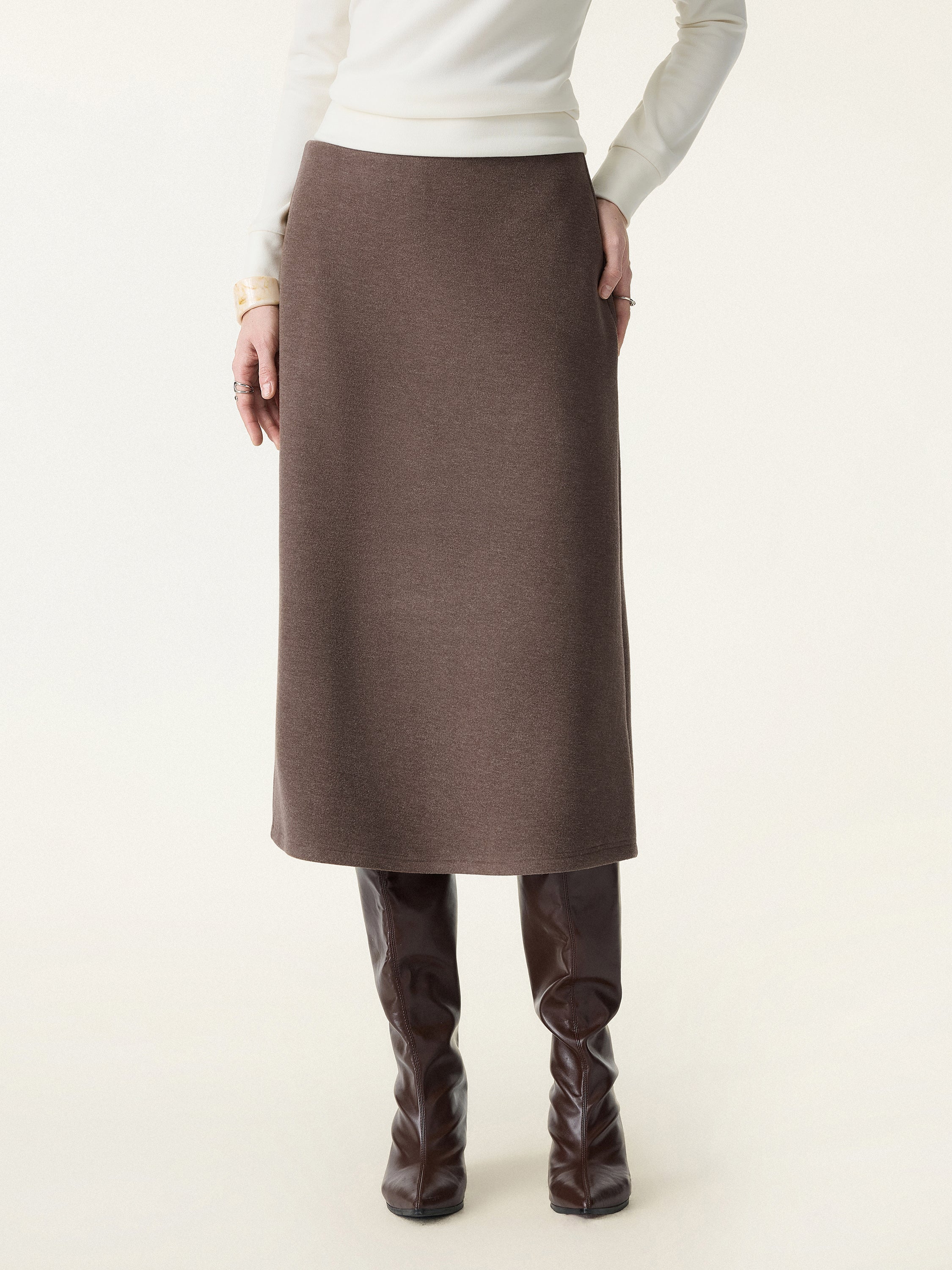 Slimming A-line Pull-on Midi Skirt