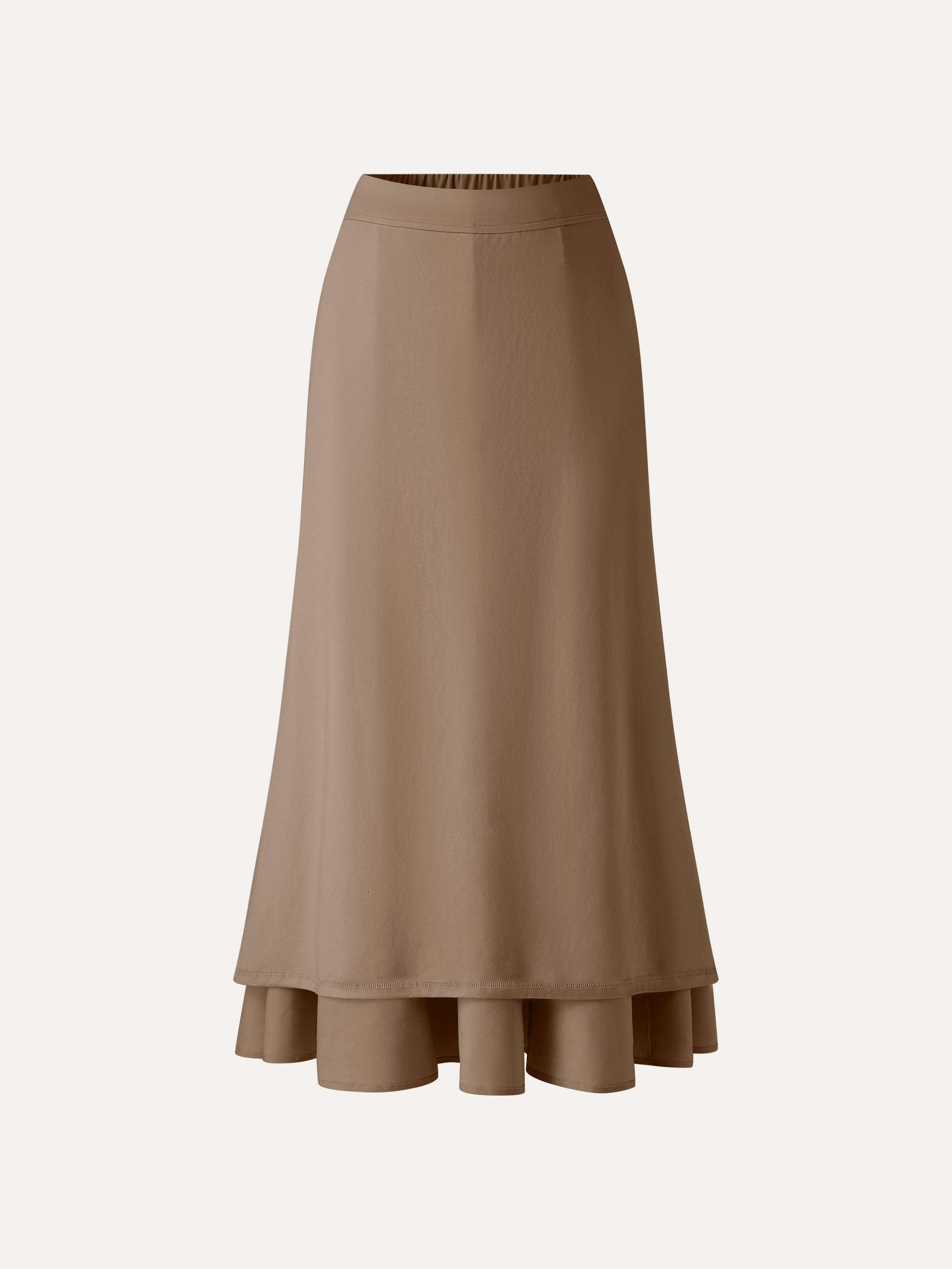 Wrinkle-Resistant Linen Blend Maxi Flare Skirt