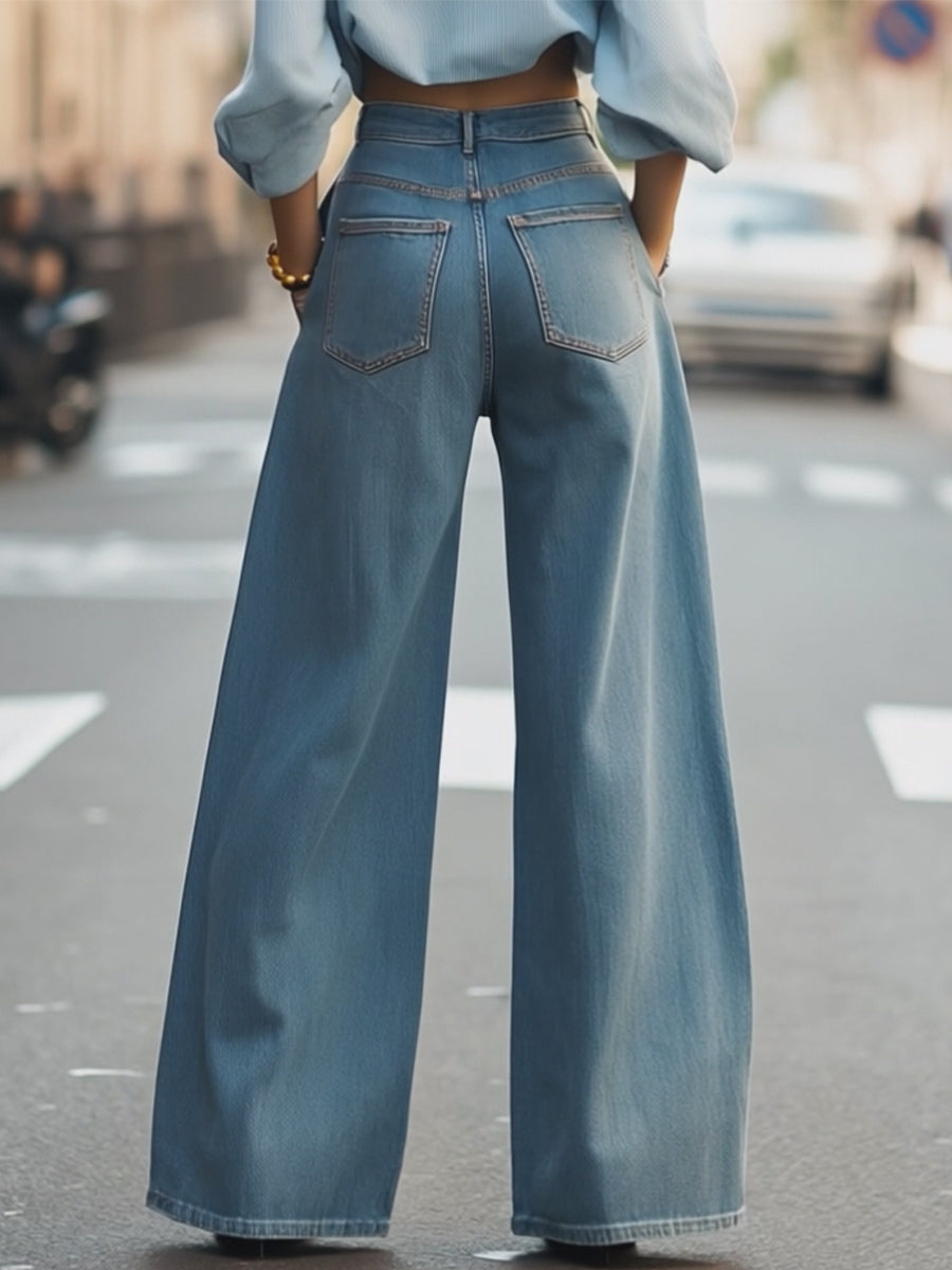 Léon Varel Vintage Wide-Leg Denim Trousers