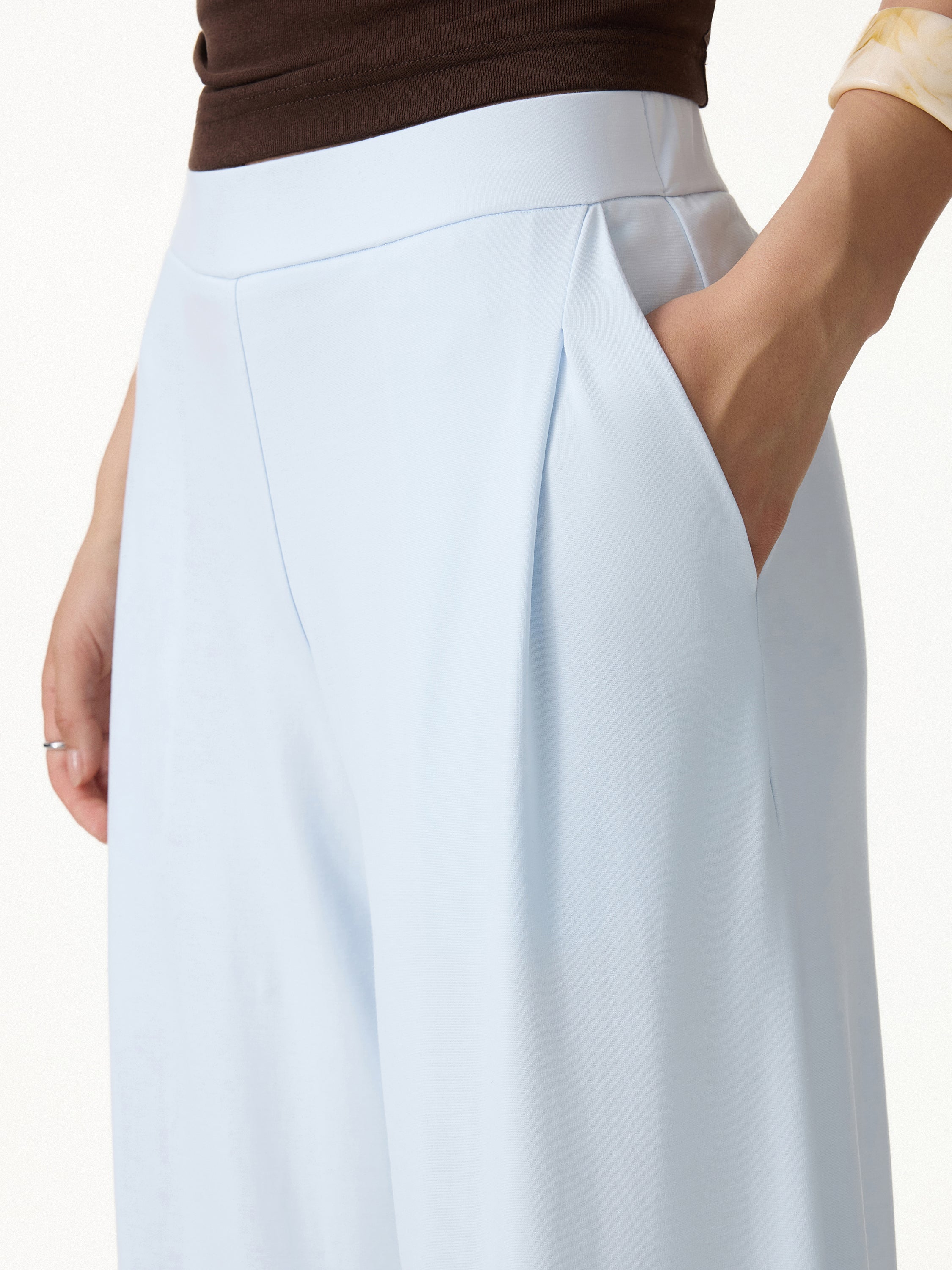 CoolTouch Ponte Mid Rise Wide Leg Pants with Pockets