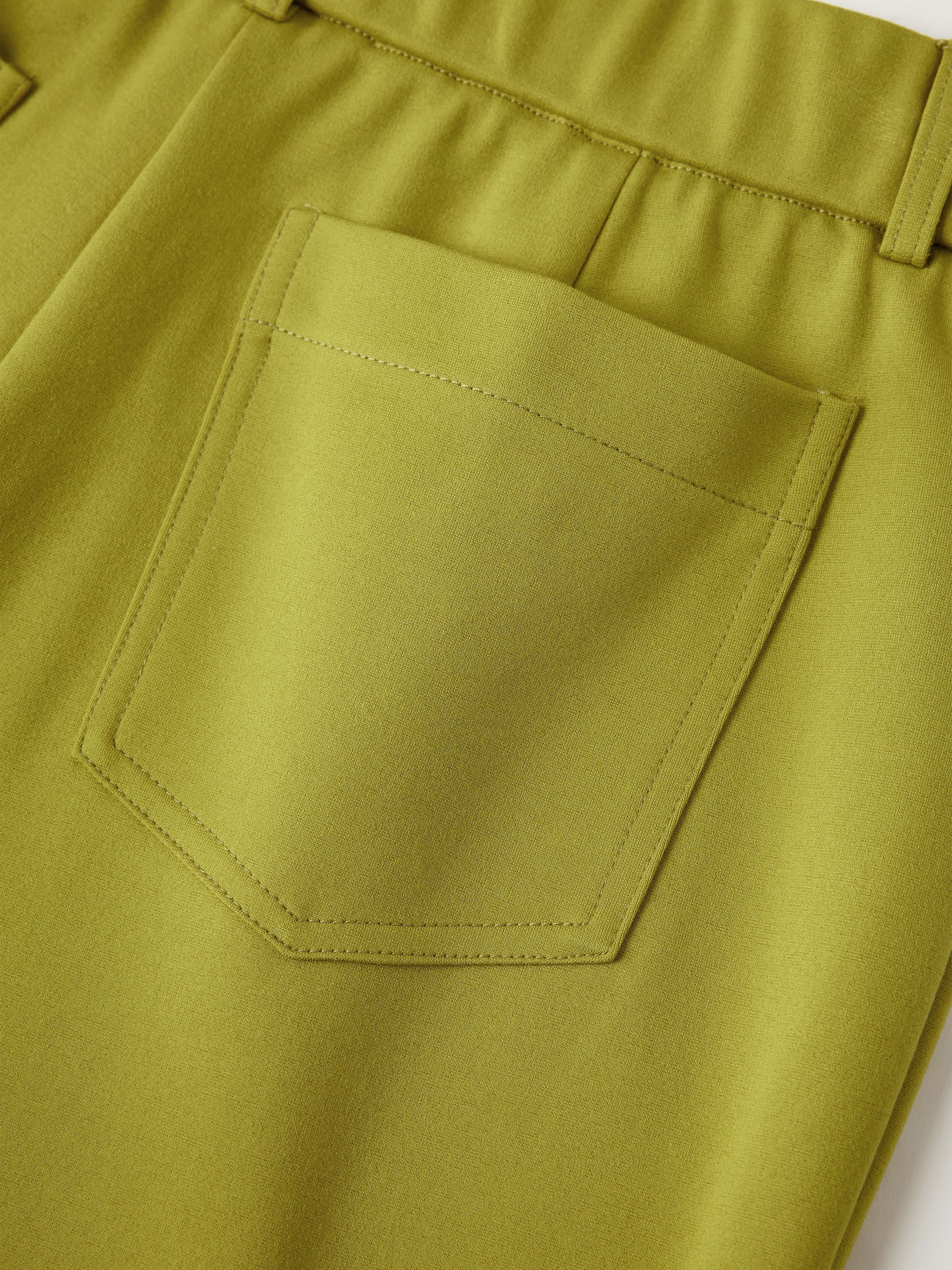 Not-See-Thru Mid Rise Cropped Wide Leg Pants with Pockets
