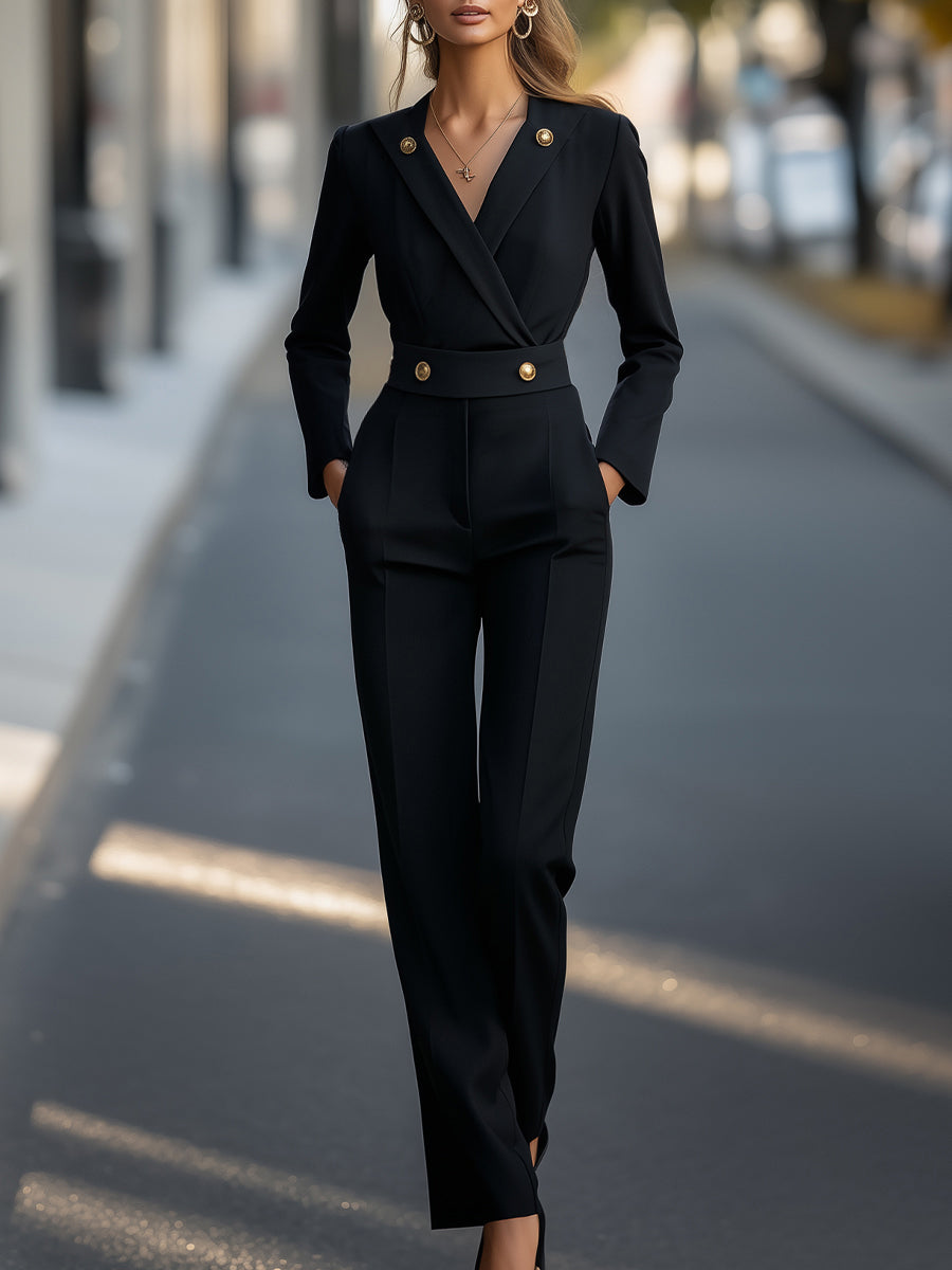 Léon Varel Tailored Jumpsuit With Gold Button Accents