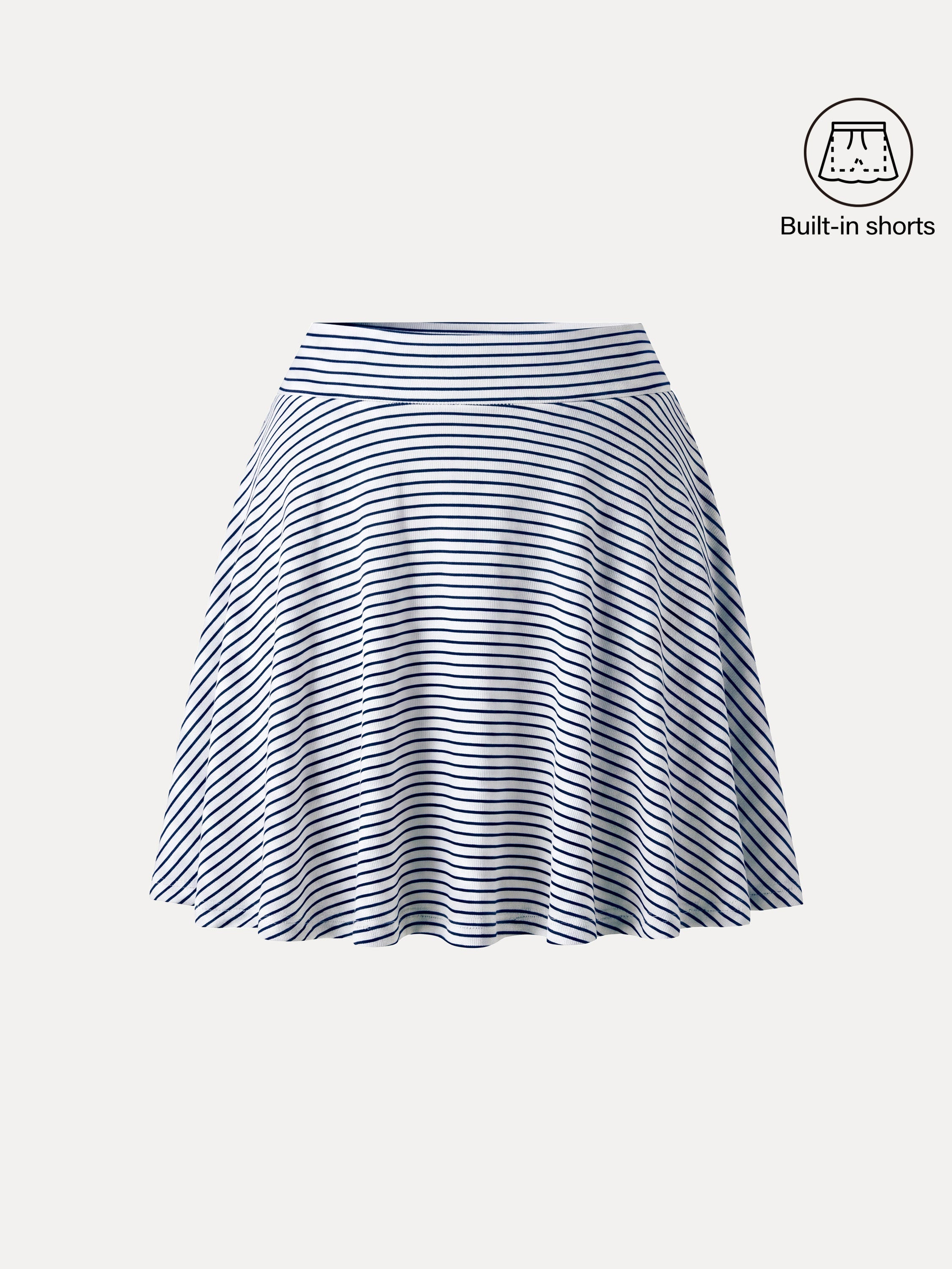 Striped Circle Flare Pull-On Skort