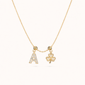 A Lucky Initial Charm Necklace Gold