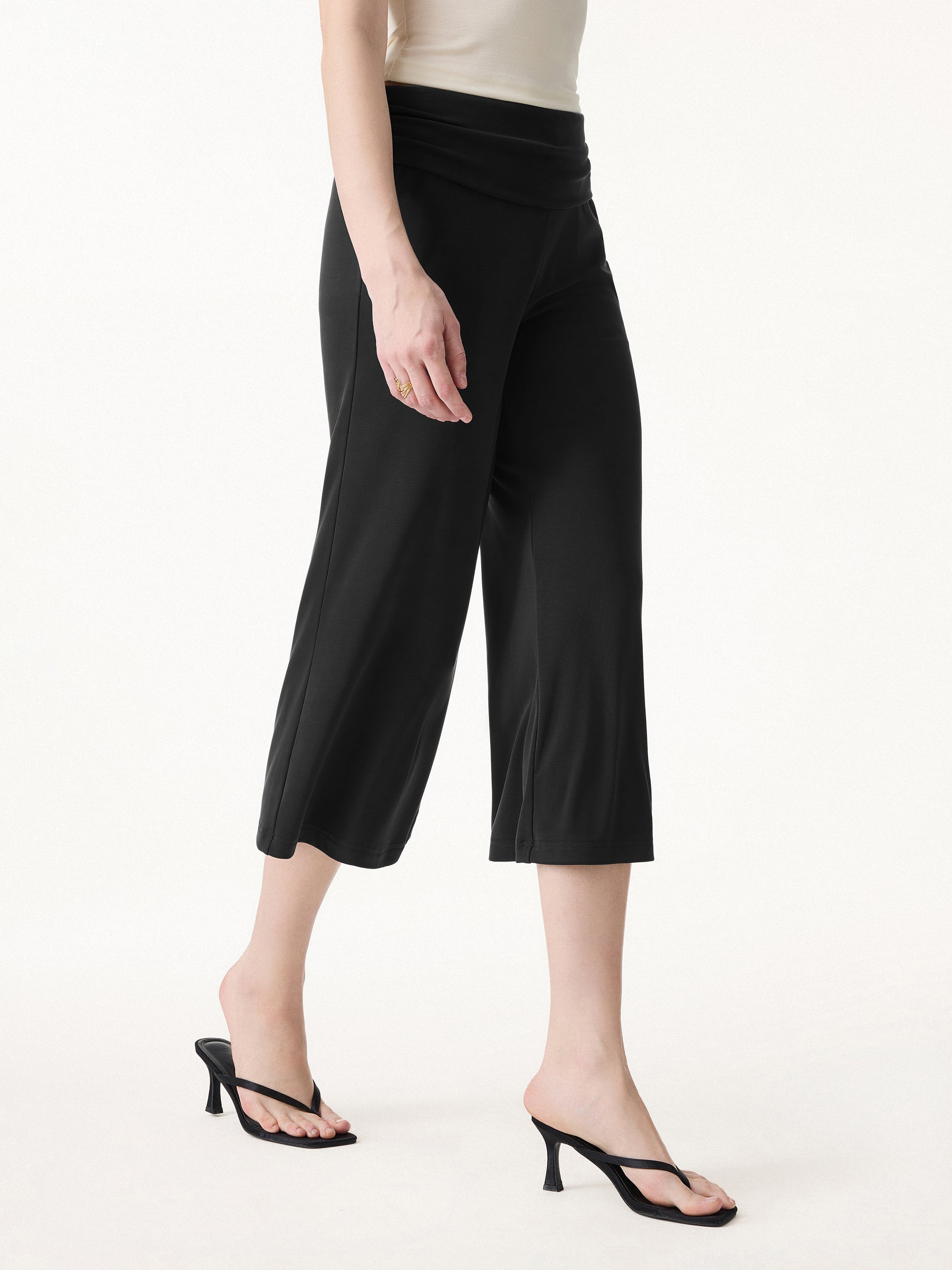Sandwashed Modal Fold-Down Waist Flared Leg Pants