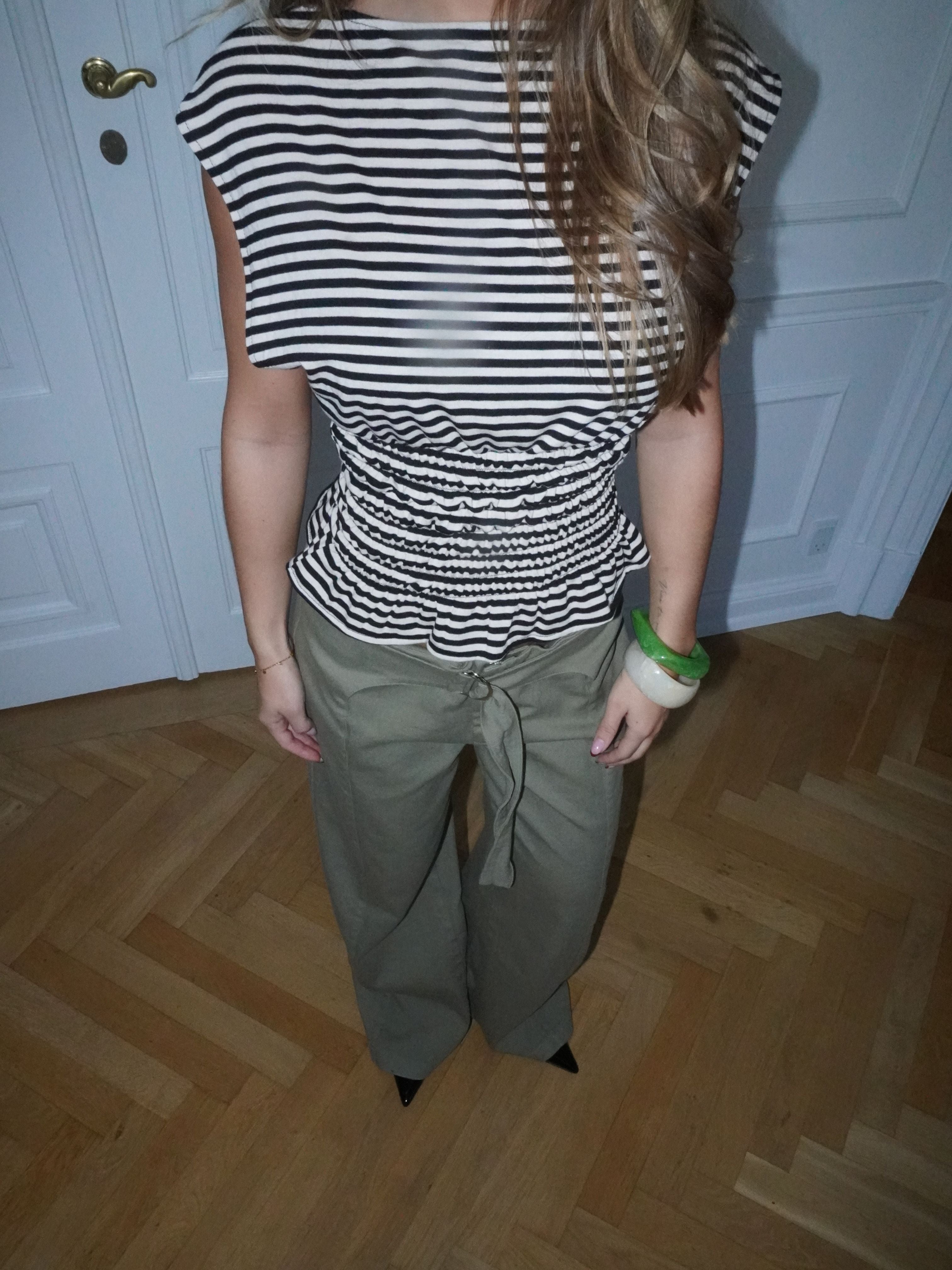 Bianca striped smock top - Brown/white