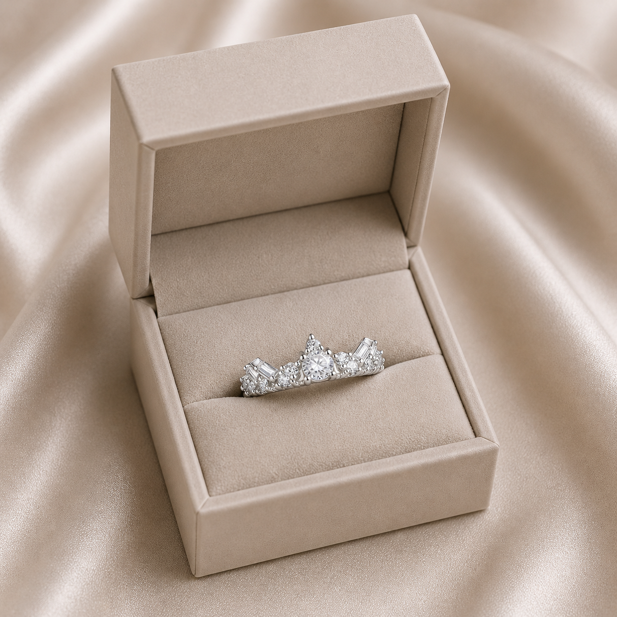 Léon Varel Treasure Crown Ring – 925 Sterling Silver Royal Wishbone Band