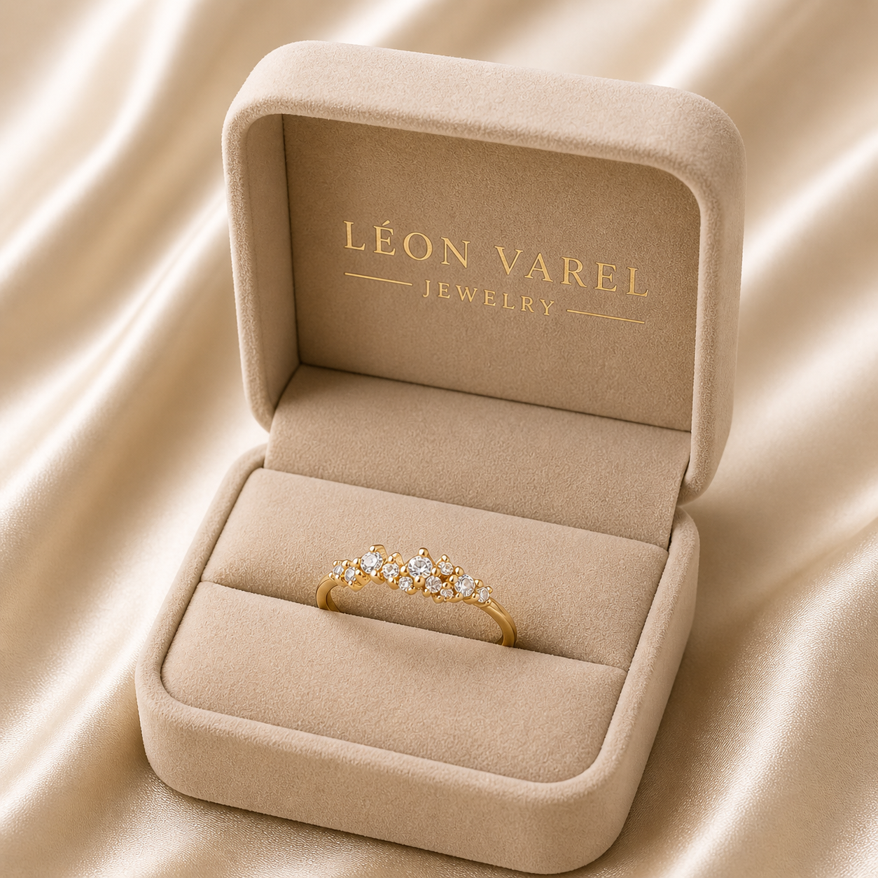 Léon Varel 18K Gold Plated Crystal Jewel Ring