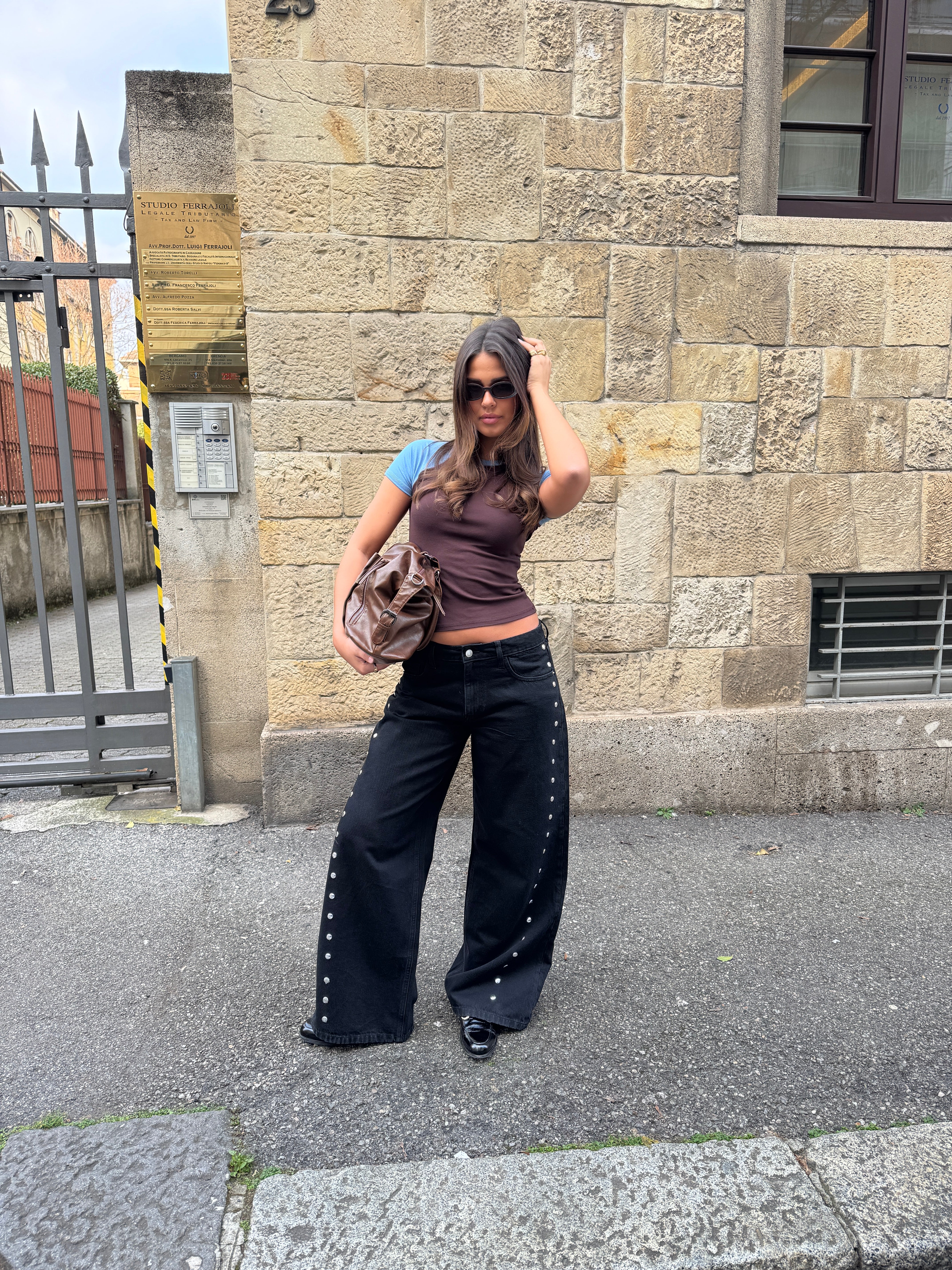 Gyda studded loose jeans - Black