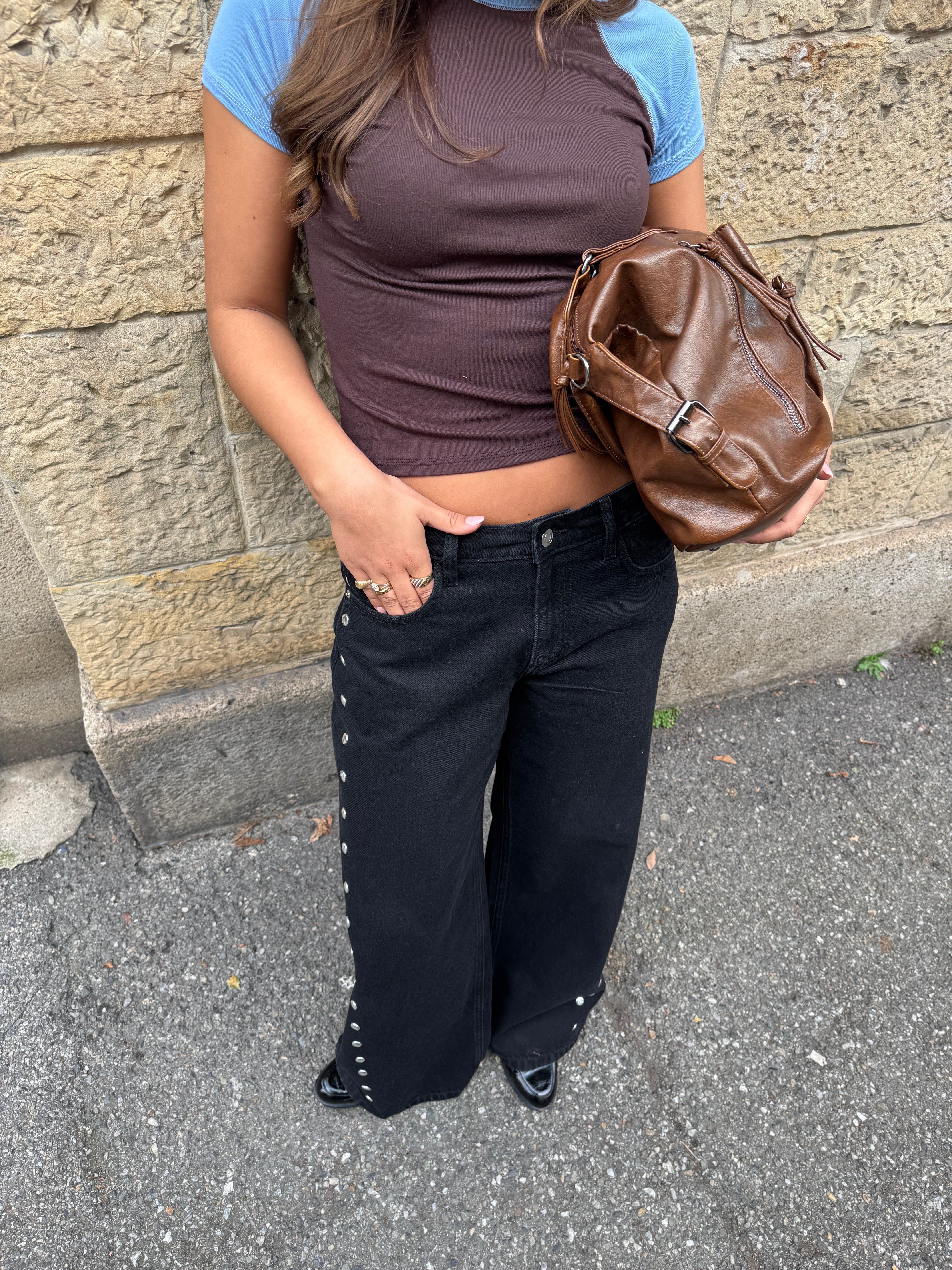 Gyda studded loose jeans - Black