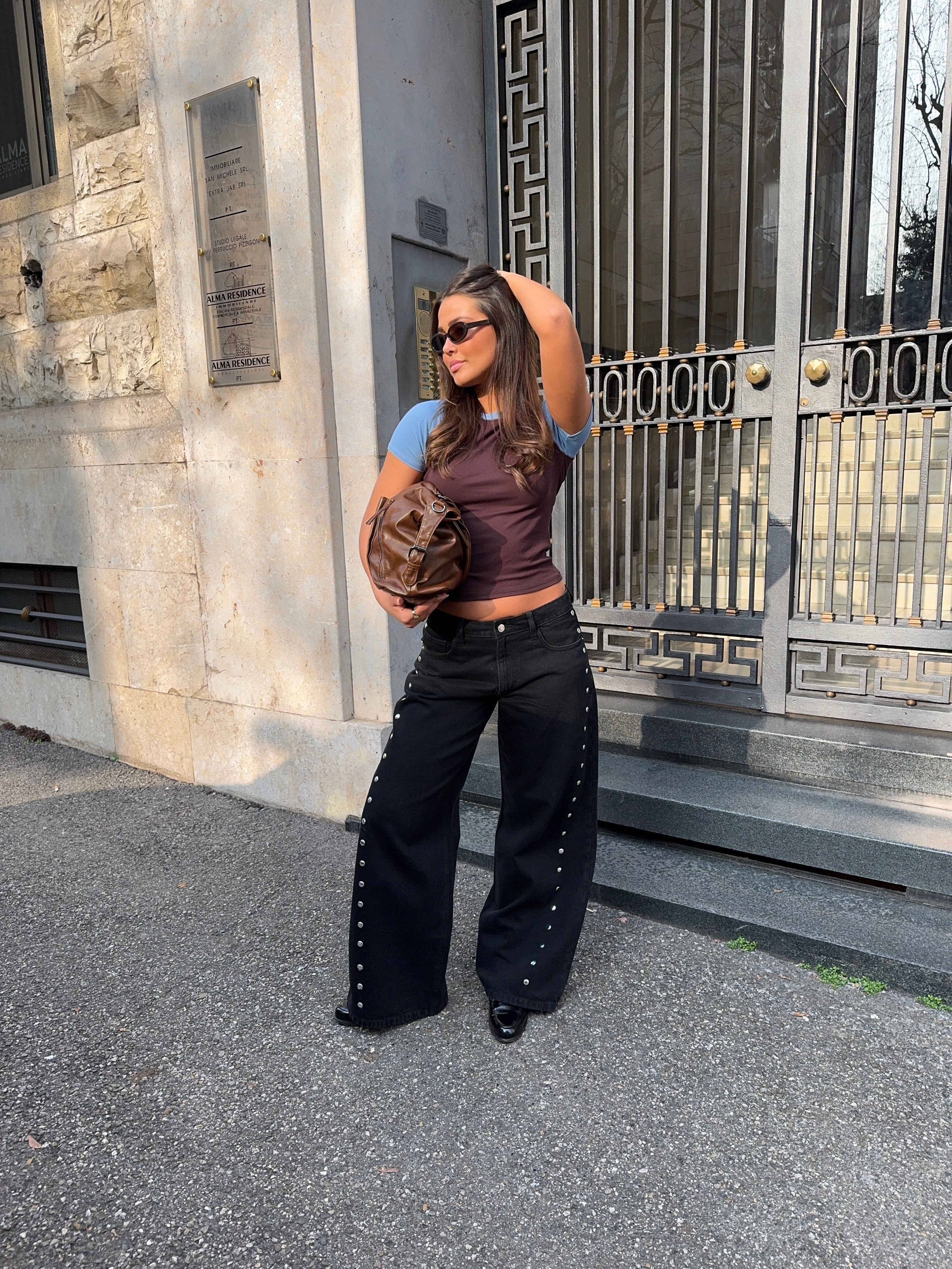 Gyda studded loose jeans - Black