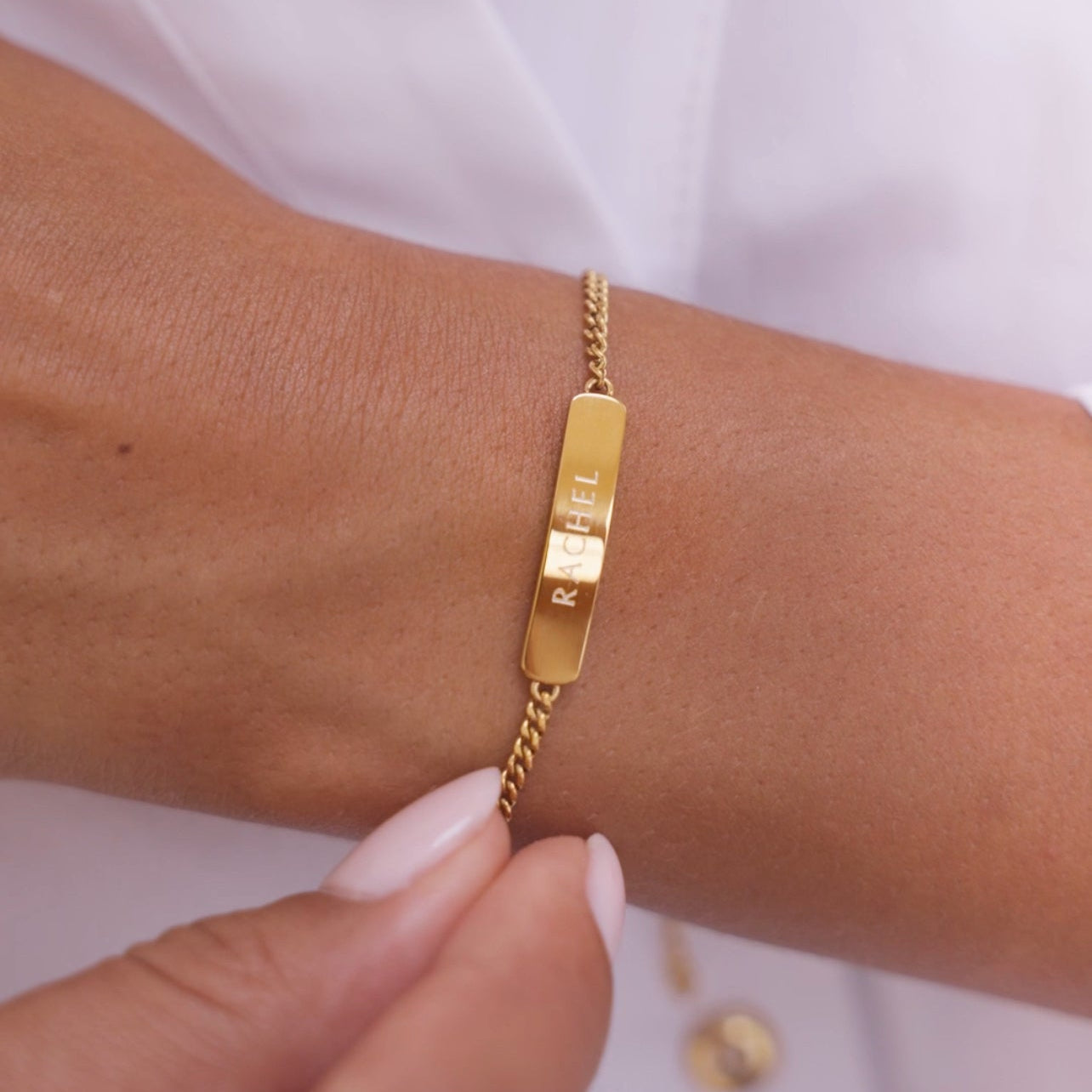 Personalised Matching Set 3Cm Letter Bar Engraved Bracelet