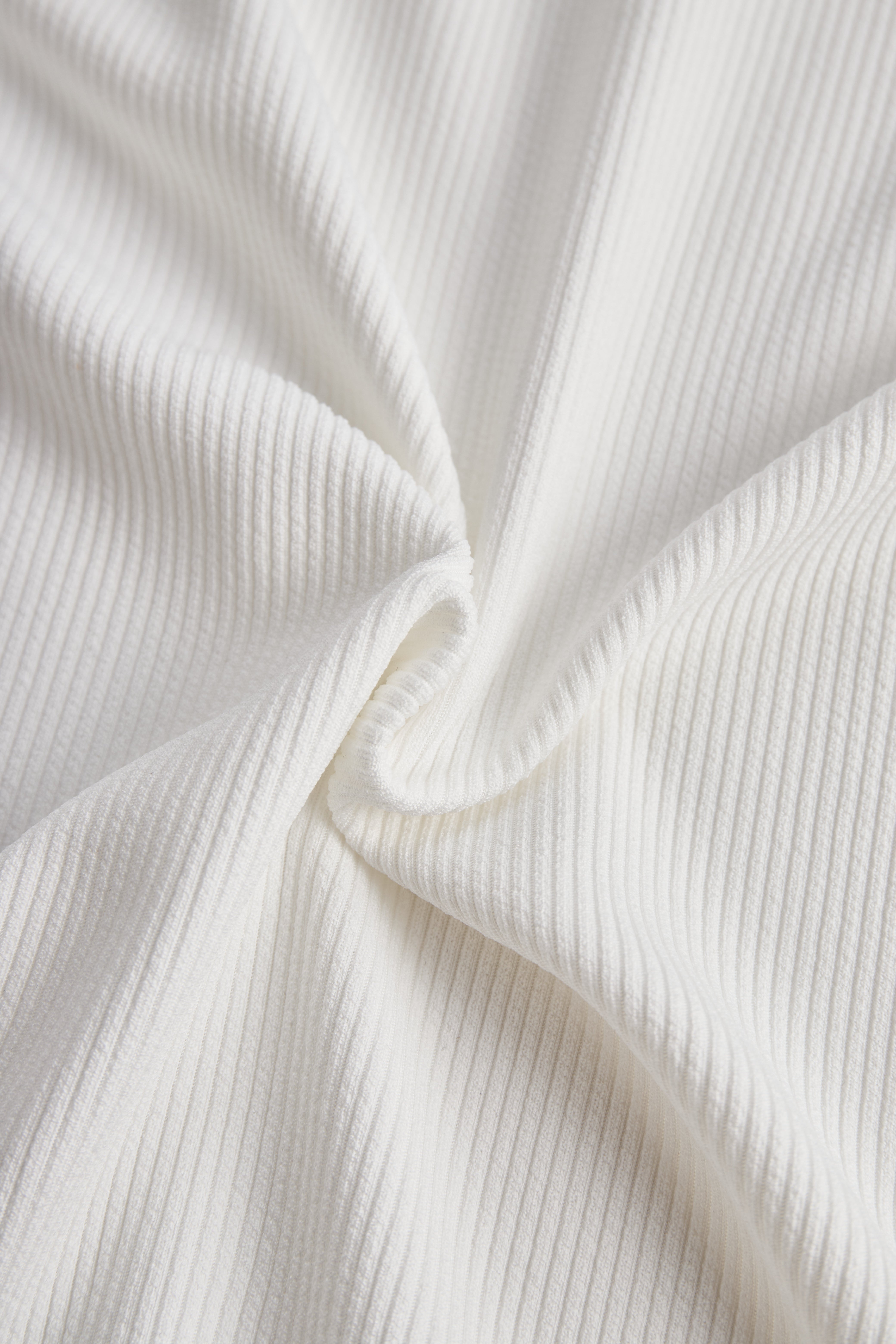 Léon Varel White Ribbed Skater Mini Dress
