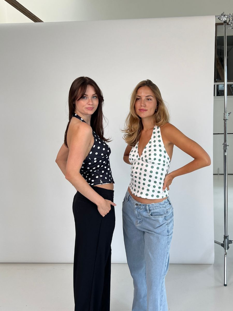 Ophelia polka dot top - White/Green