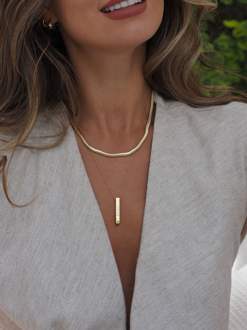 Fine Heringbone Necklace In Ring
