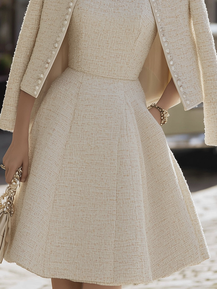 Léon Varel Tweed Dress And Pearl-Trimmed Jacket Set