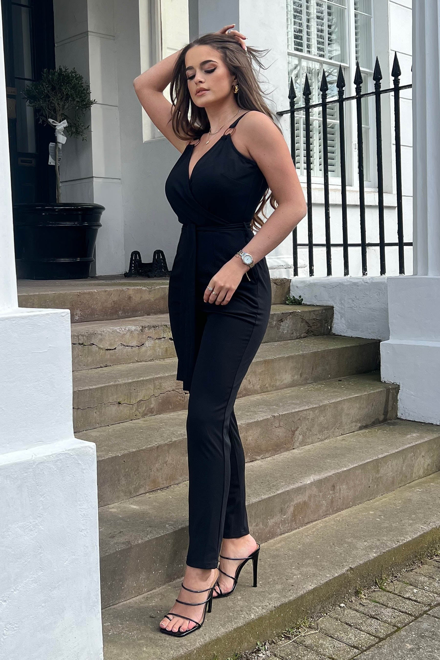 Alexa Ring Detail Wrap Neck Jumpsuit